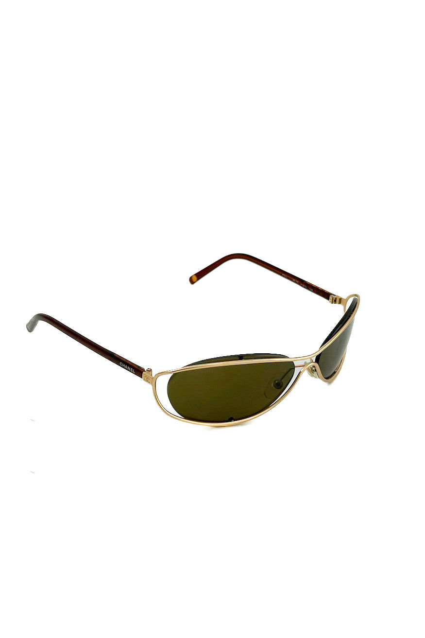 Vintage Brown Rimless Golden Hardware Sunglasses