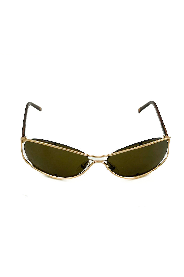 Vintage Brown Rimless Golden Hardware Sunglasses