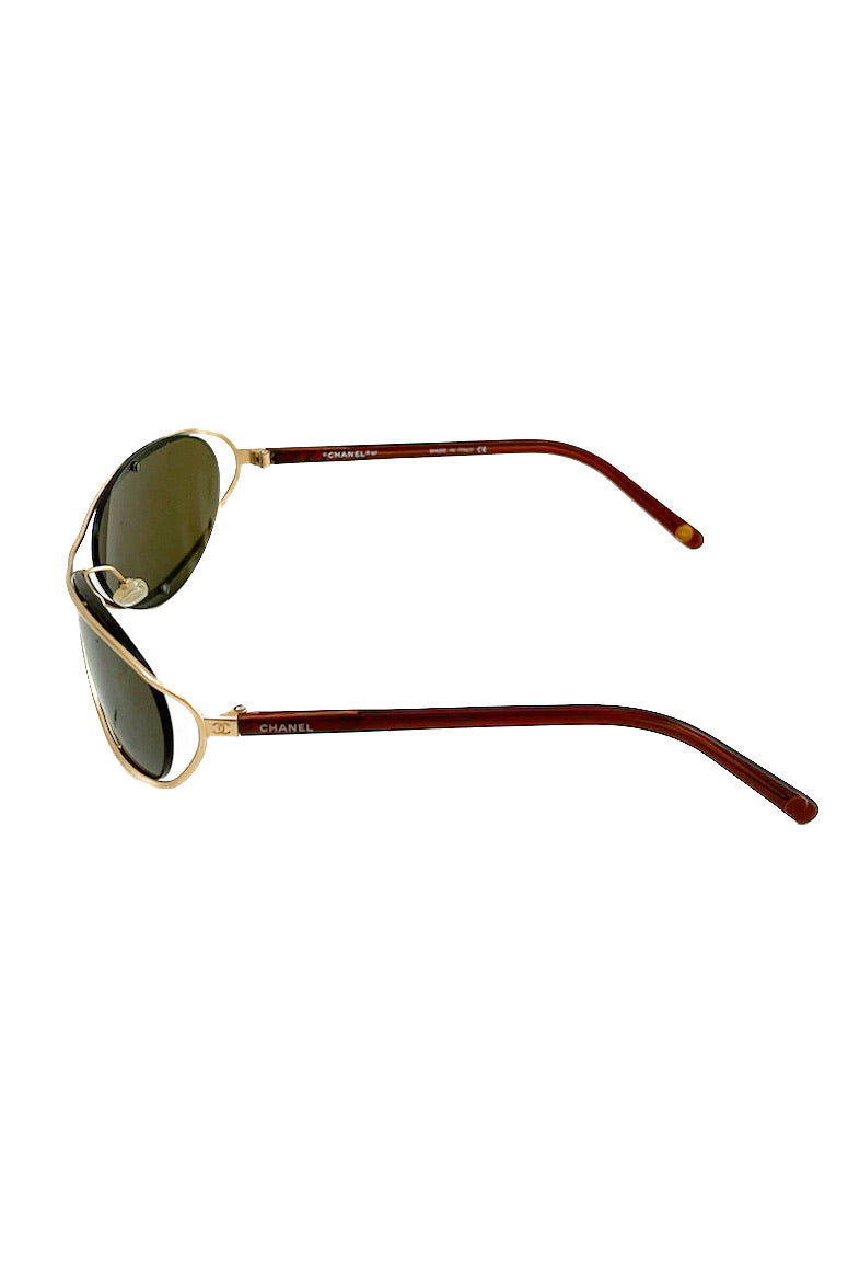 Vintage Brown Rimless Golden Hardware Sunglasses