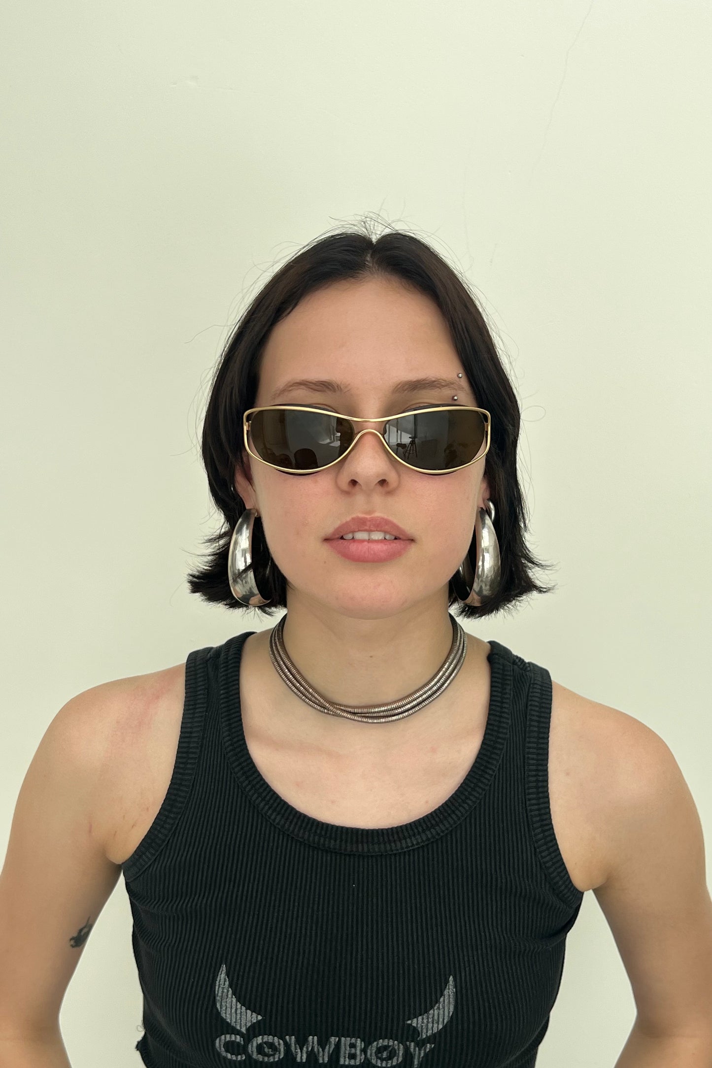 Vintage Brown Rimless Golden Hardware Sunglasses
