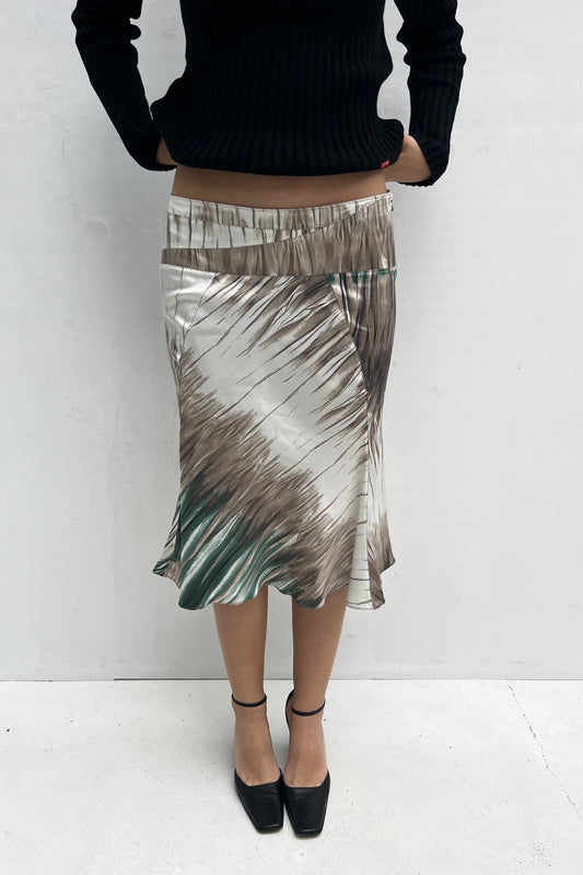 Vintage Satin Green & Cream Skirt