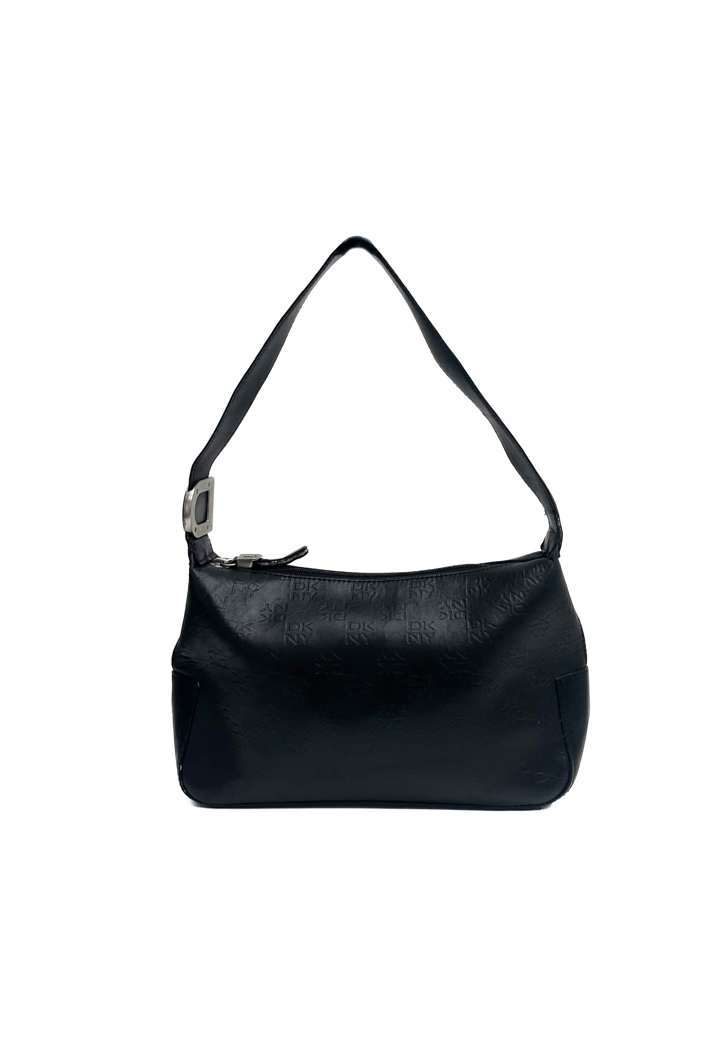 Vintage All Black Mono Leather Shoulder Bag