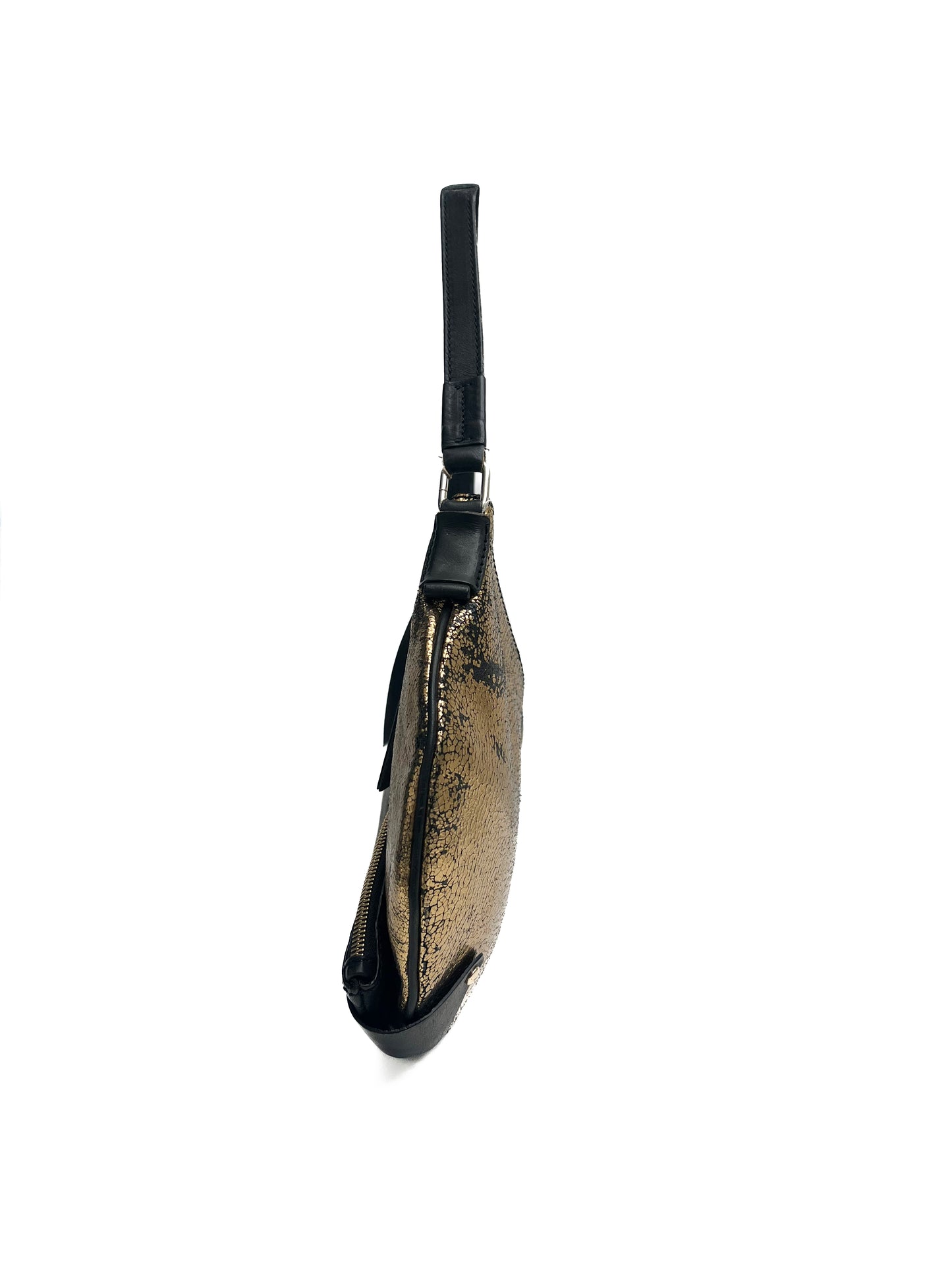 Vintage Black & Golden Leather Shoulder Bag