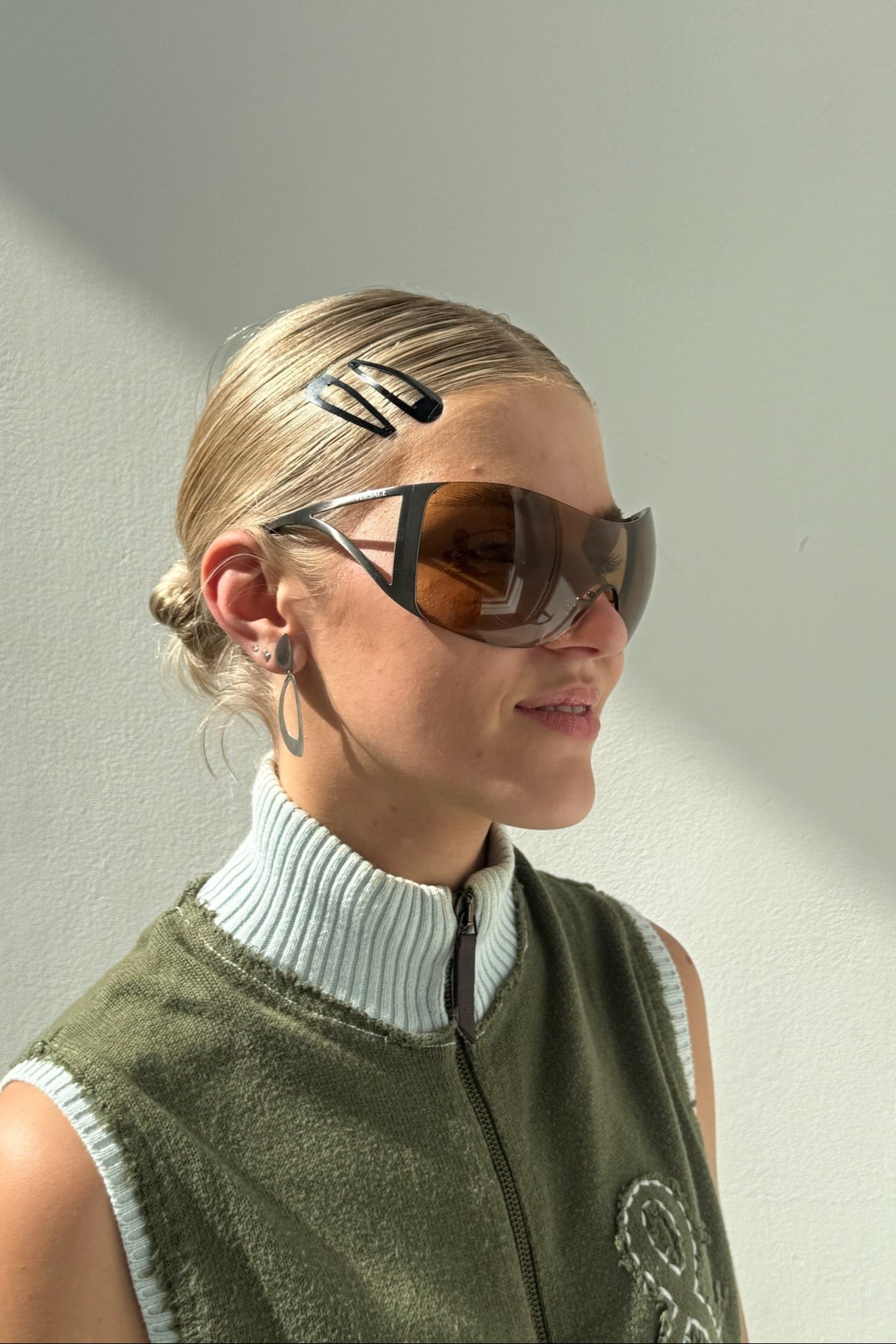 Vintage Silver & Brown Mask Sunglasses