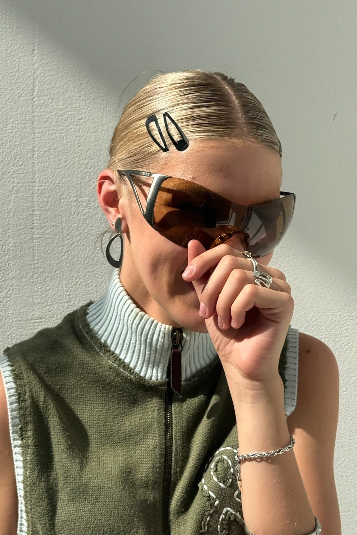 Vintage Silver & Brown Mask Sunglasses