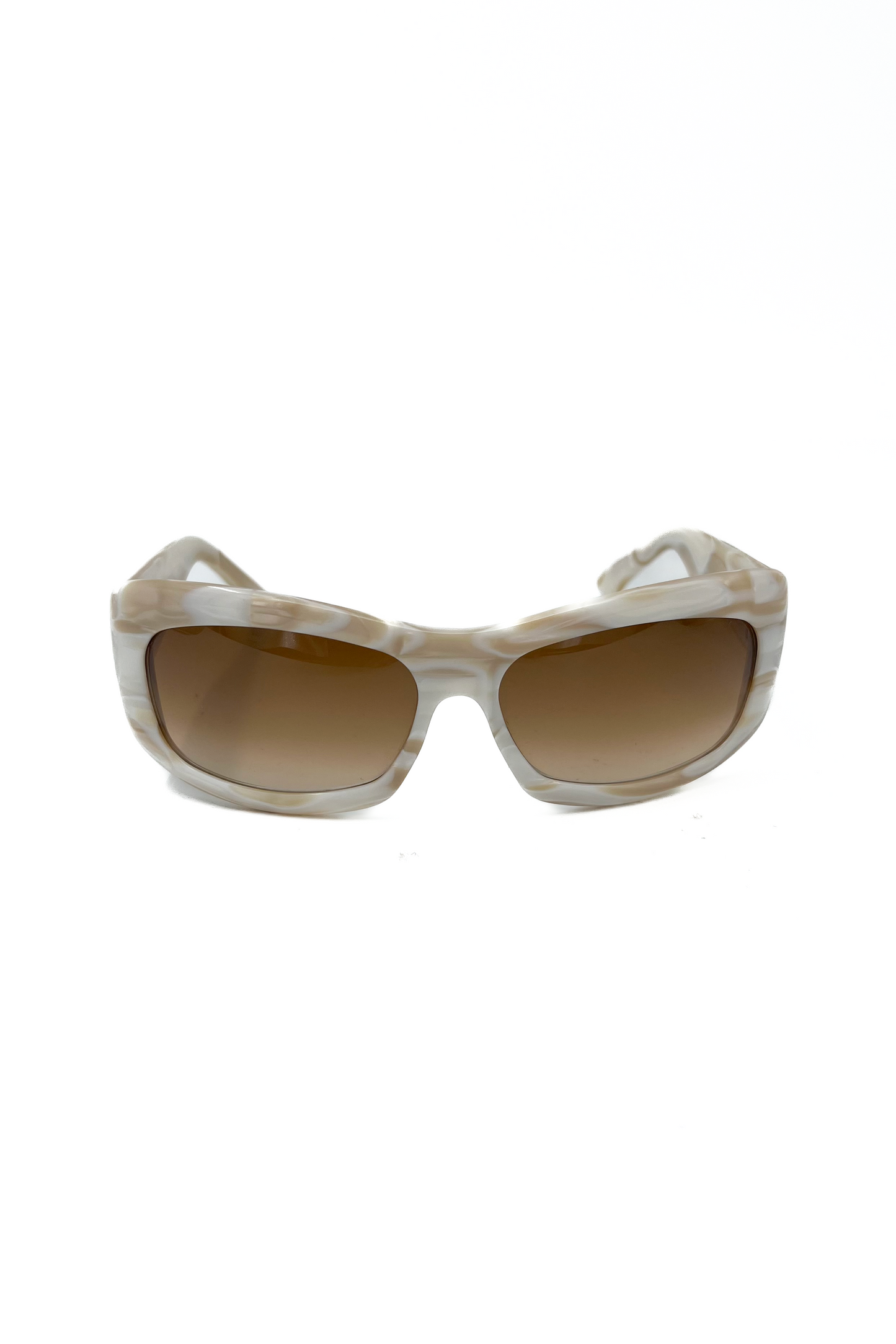 Vintage Cream Rhinestone Logo Sunglasses