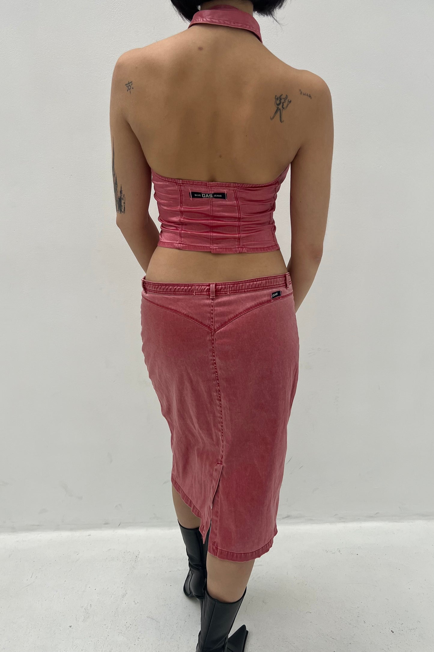 Vintage Pink Satin Gas Skirt Set