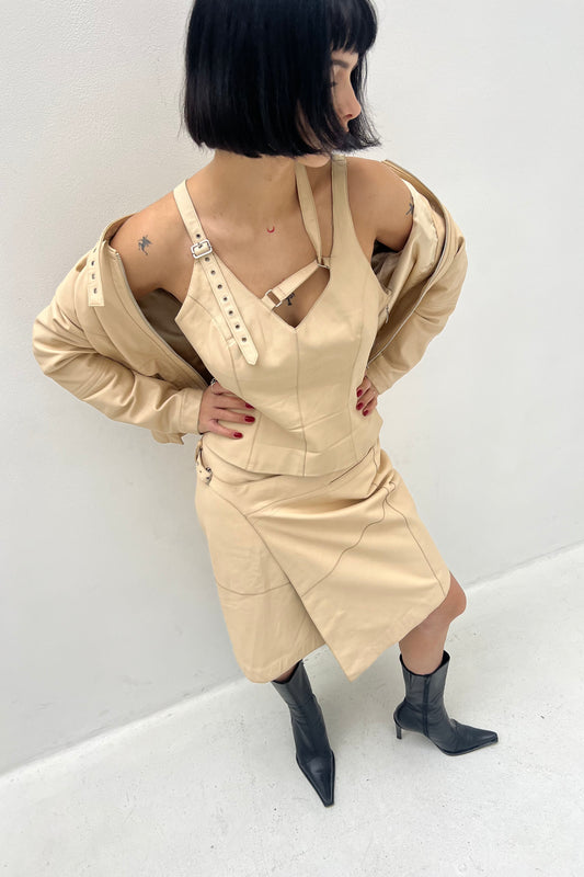 Vintage Tan Leather 3 Piece Set