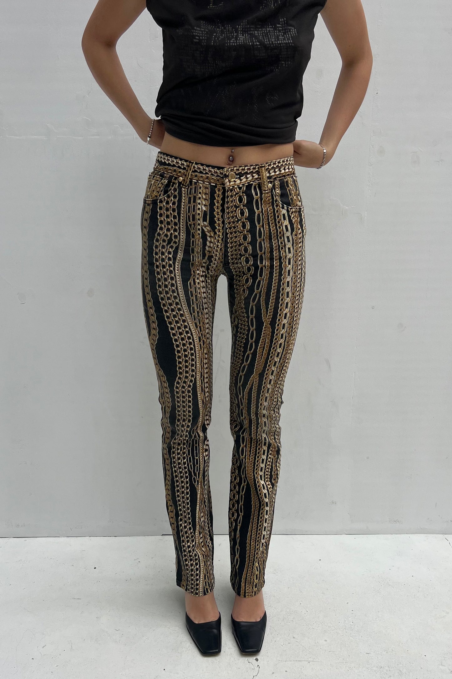 Vintage Black Chain Pants