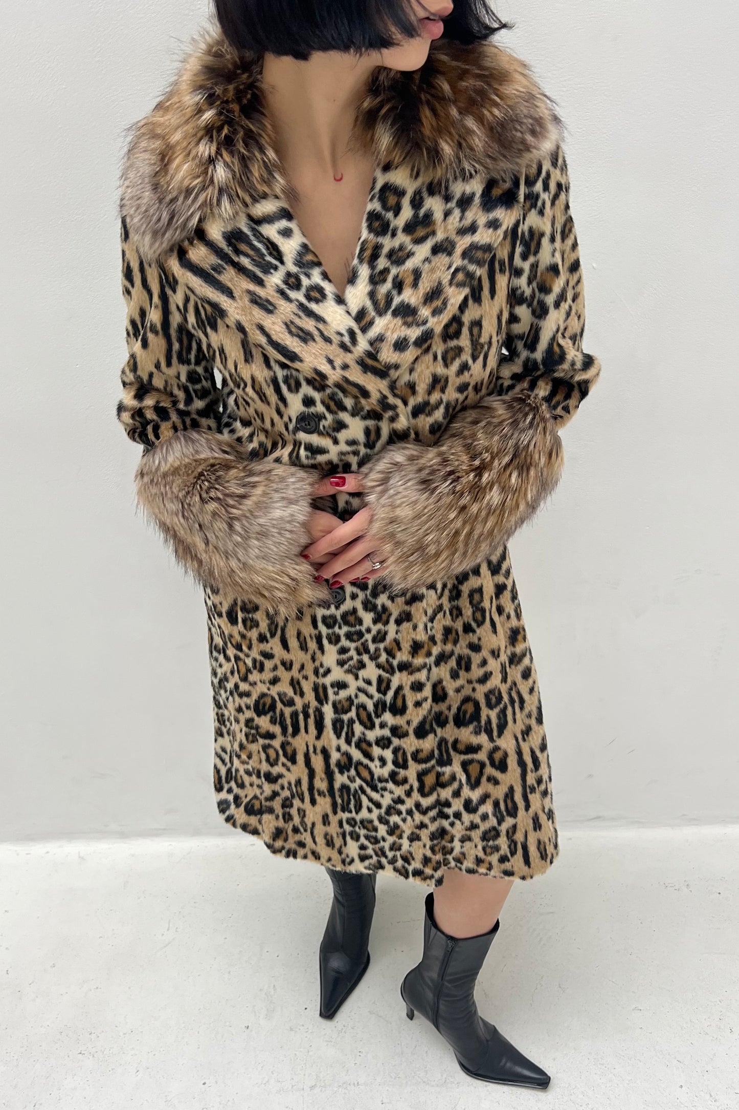 Vintage Leopard Faux Fur Coat