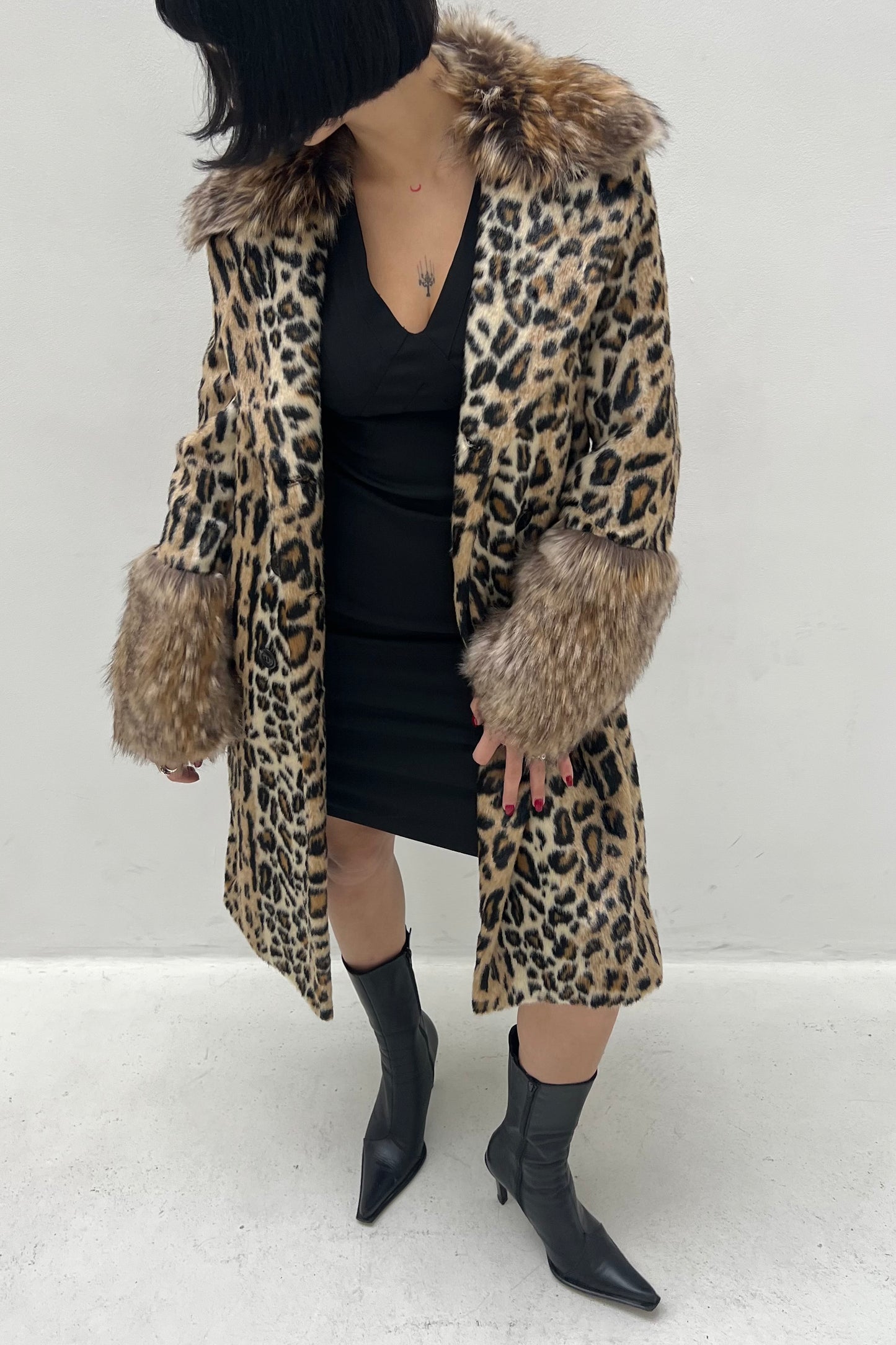 Vintage Leopard Faux Fur Coat