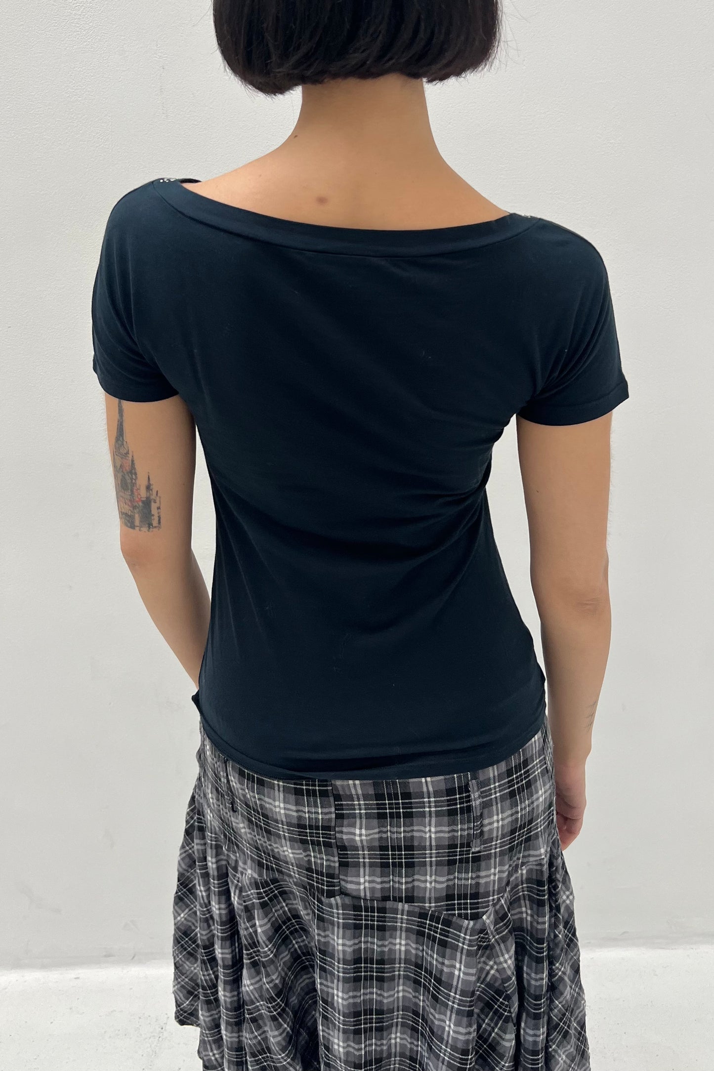 Vintage Black Spell Out Logo Tee