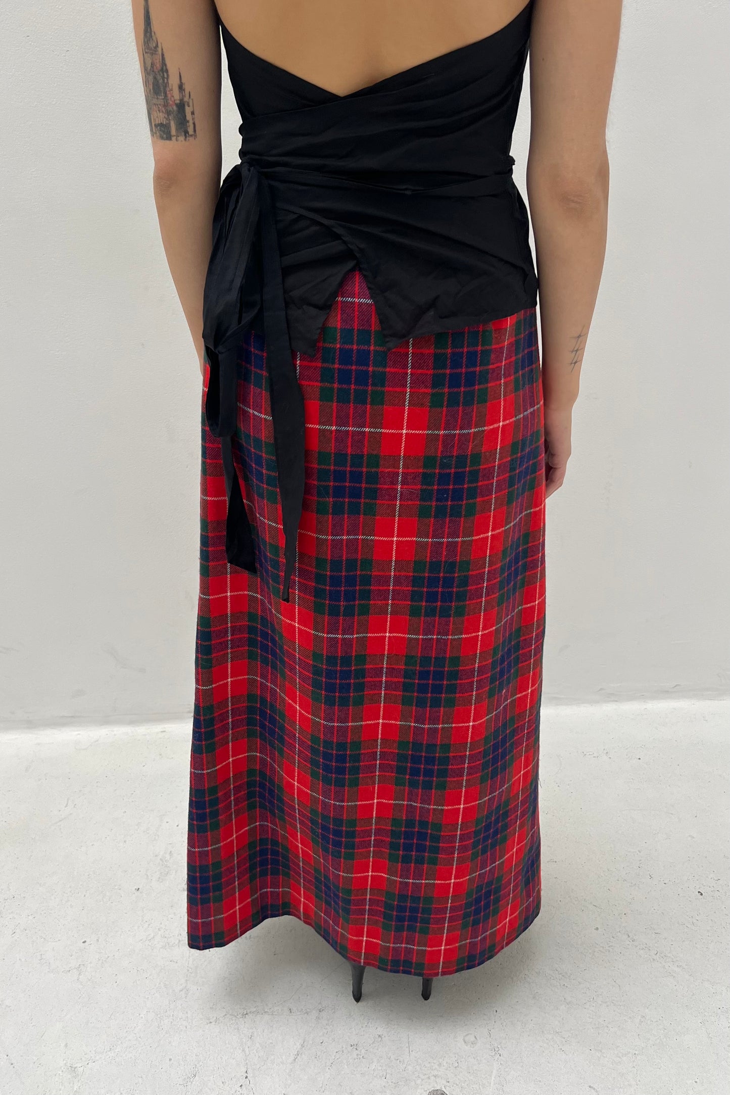 Vintage Red Maxi Tartan Skirt