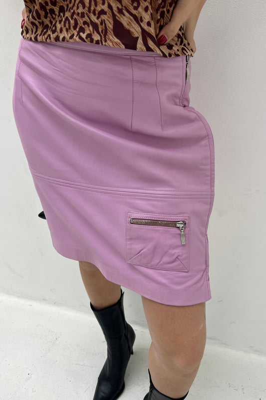 Vintage Pink Leather Skirt