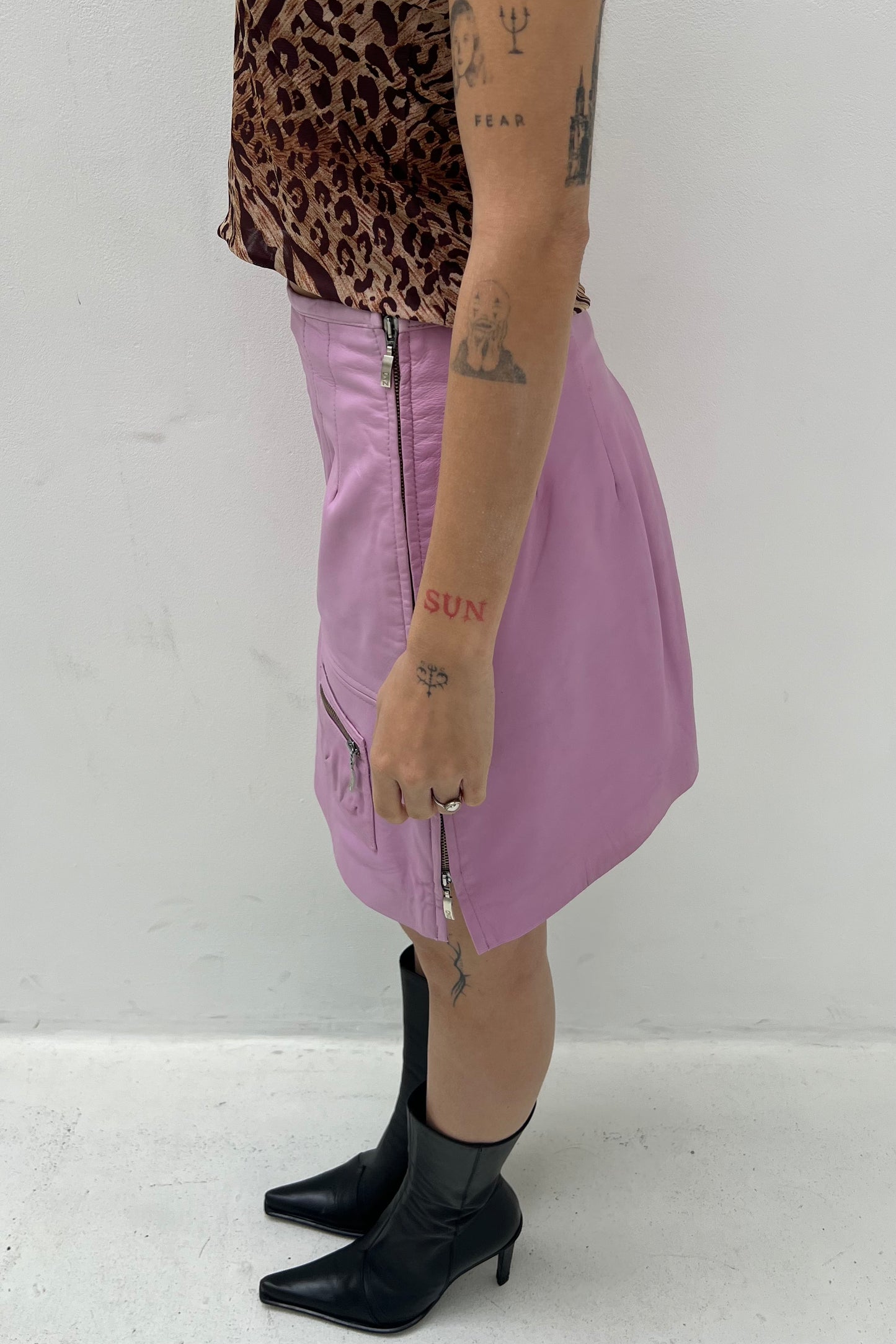 Vintage Pink Leather Skirt