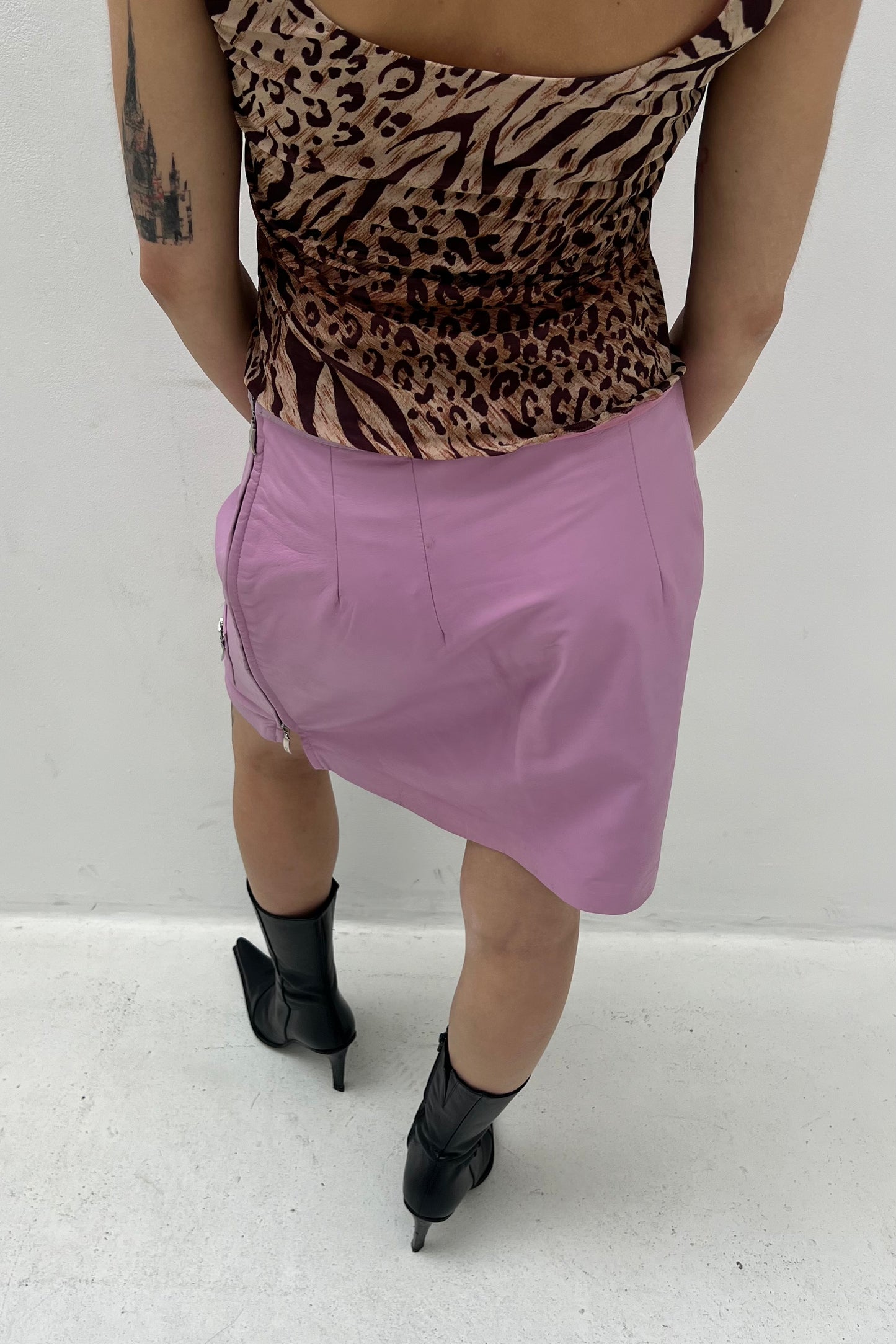 Vintage Pink Leather Skirt