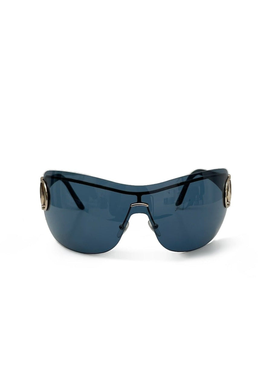 Vintage Navy Mask Golden Horsebit Sunglasses