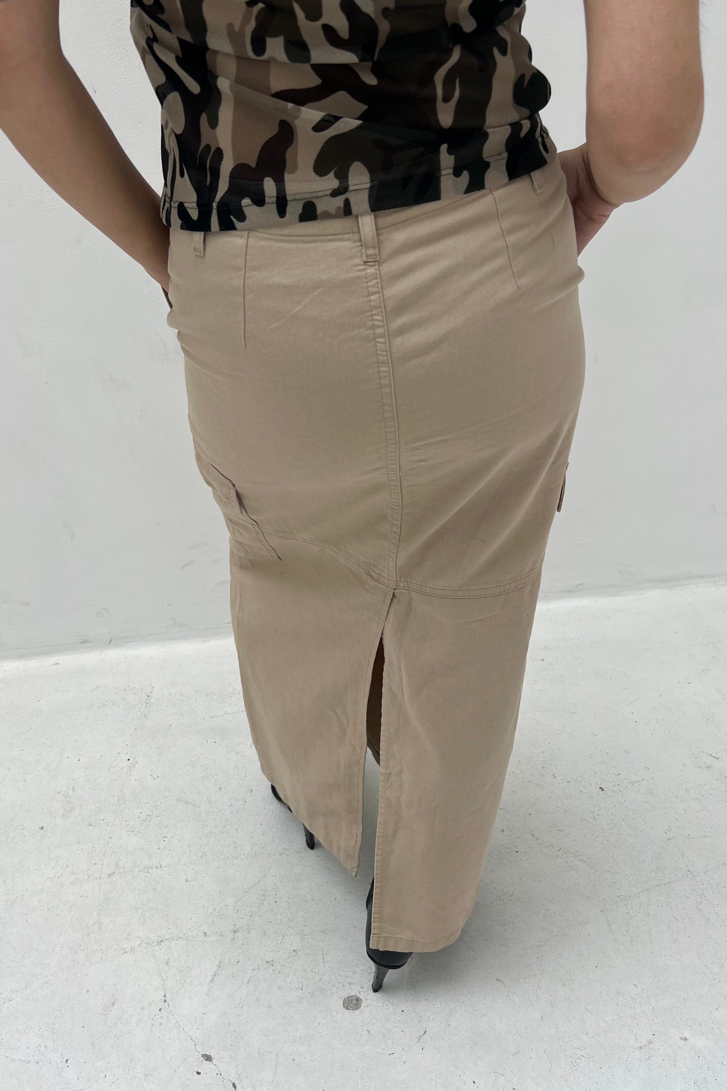 Vintage Gas Beige Maxi Cargo Skirt