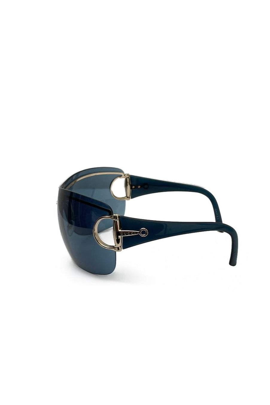Vintage Navy Mask Golden Horsebit Sunglasses