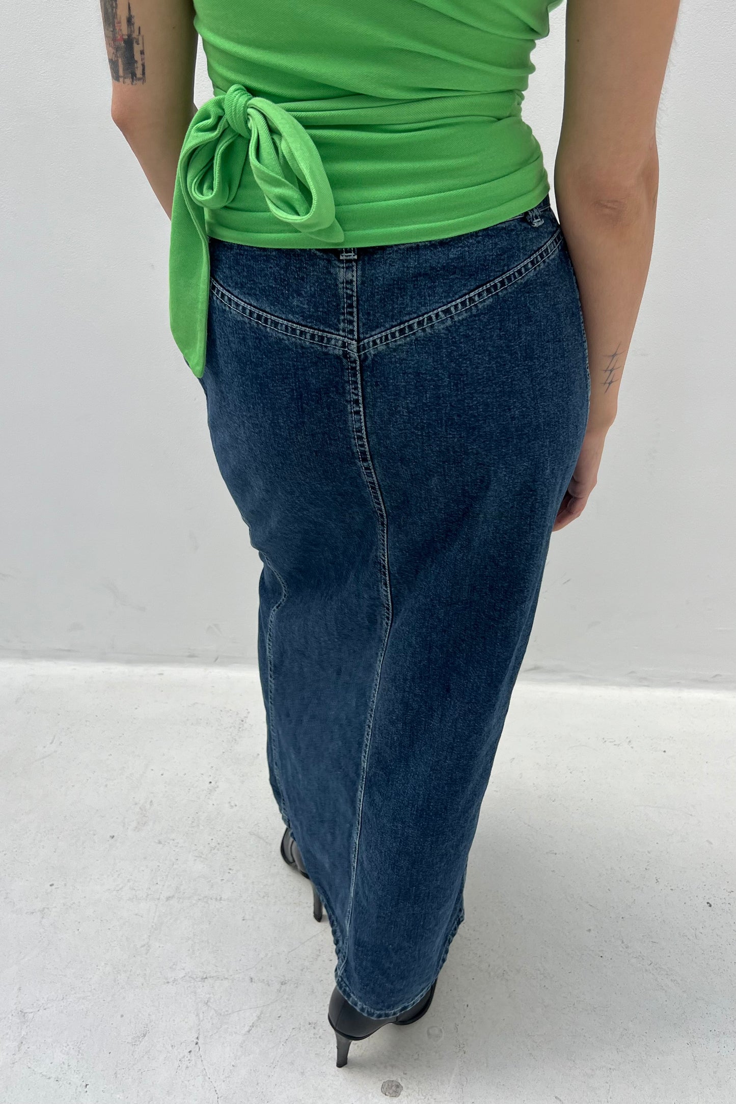 Vintage Denim Button Up Maxi Skirt