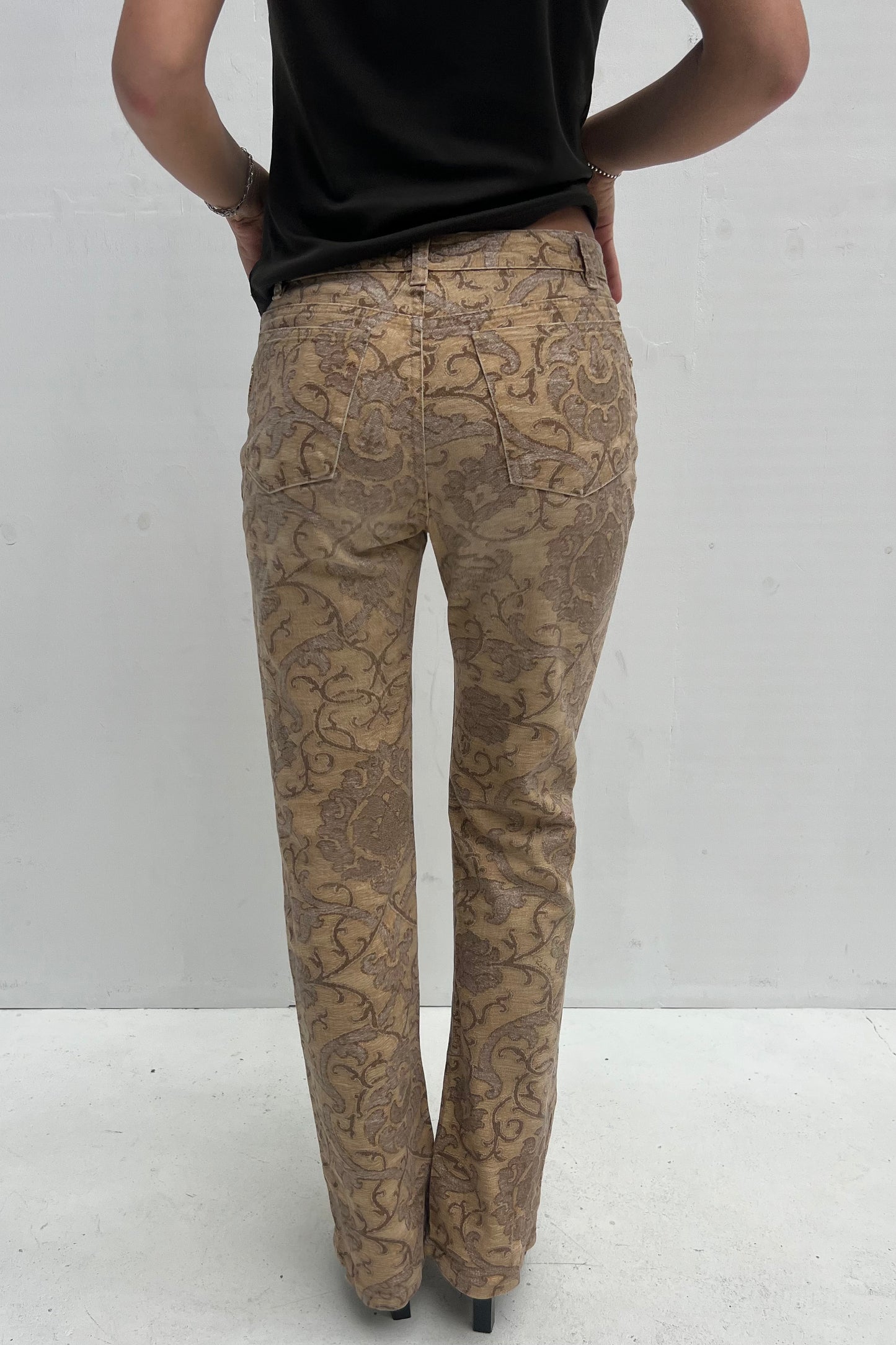 Vintage Brown Floral Print Pants