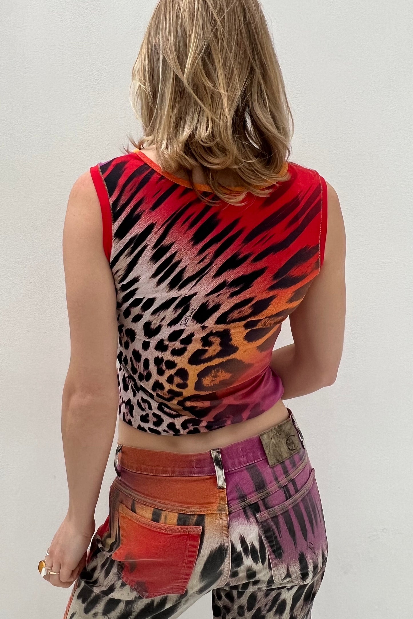 Vintage Purple & Orange Leo Printed Top