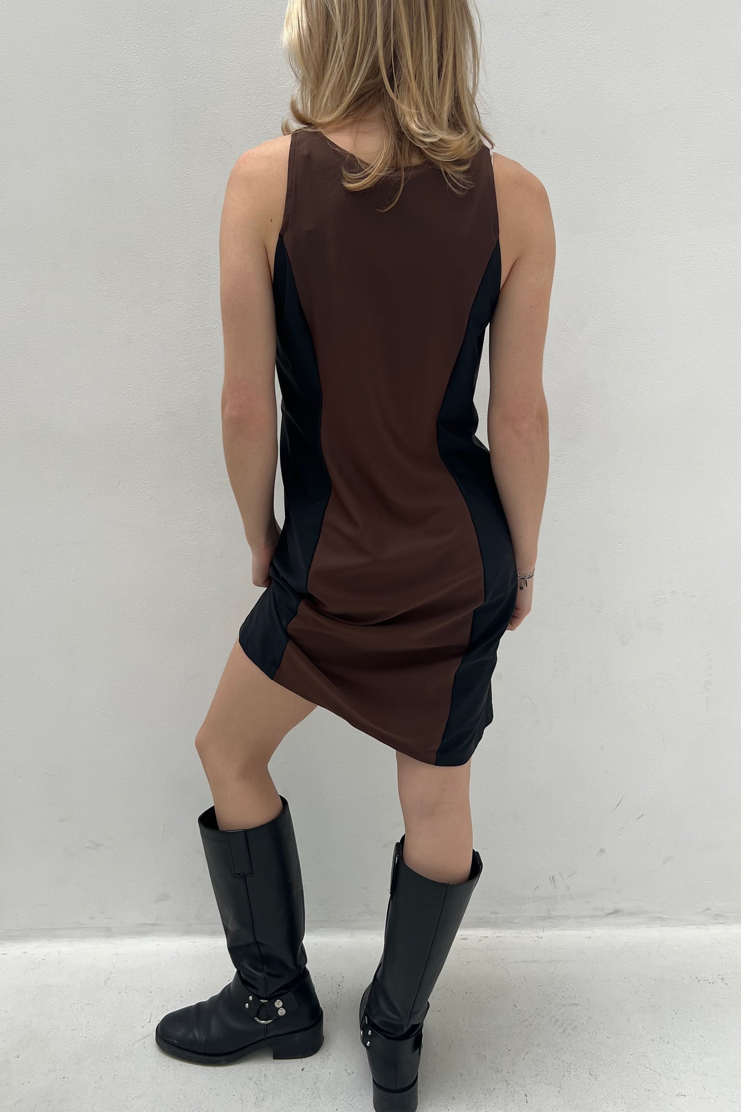 Vintage Chocolate & Black Panel Dress