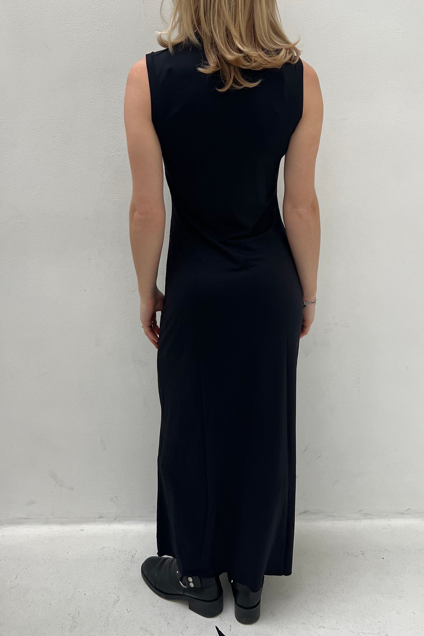 Vintage Black Painting Print Maxi Dress