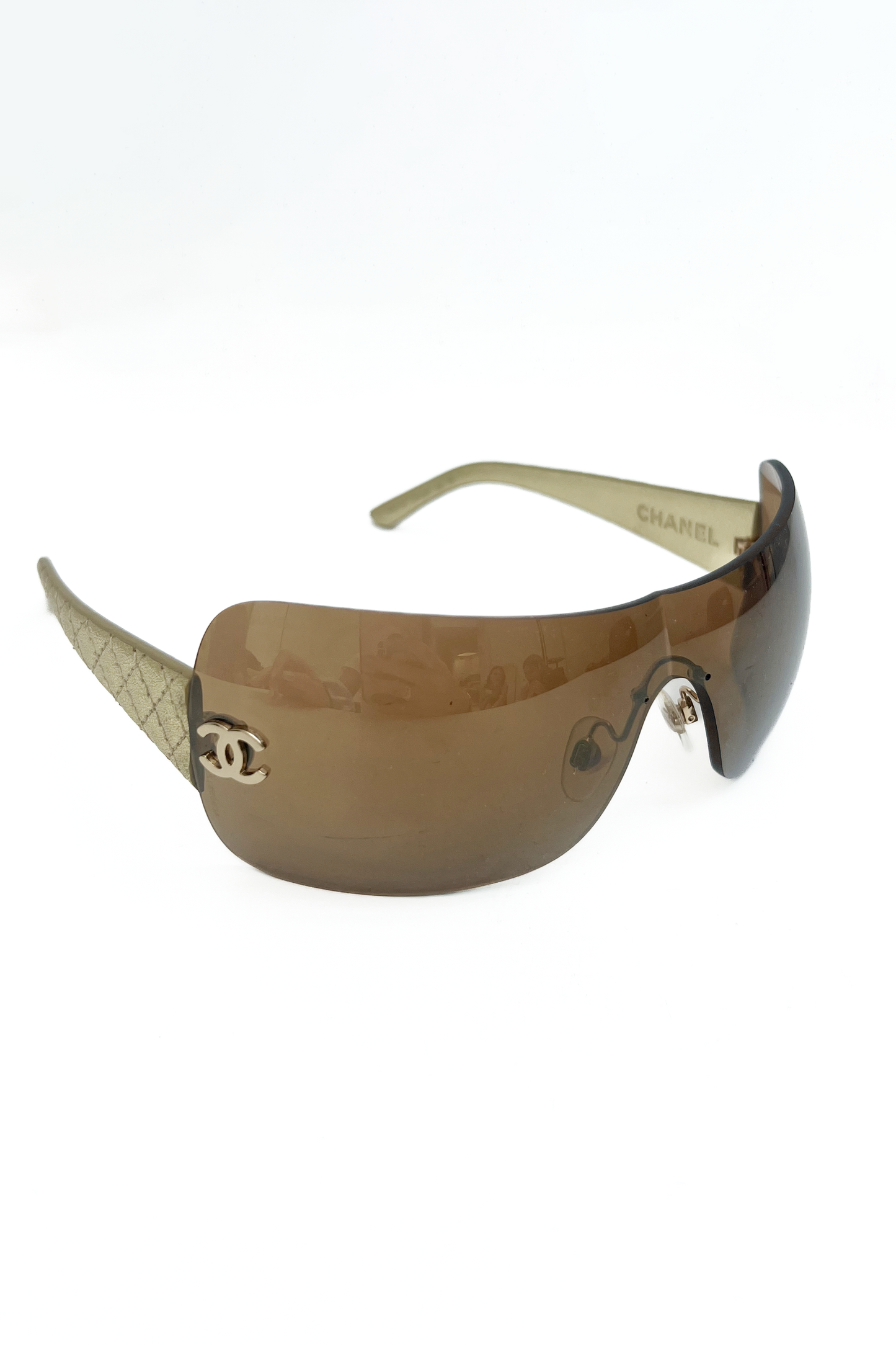 Vintage Golden Leather Arms Mask Sunglasses