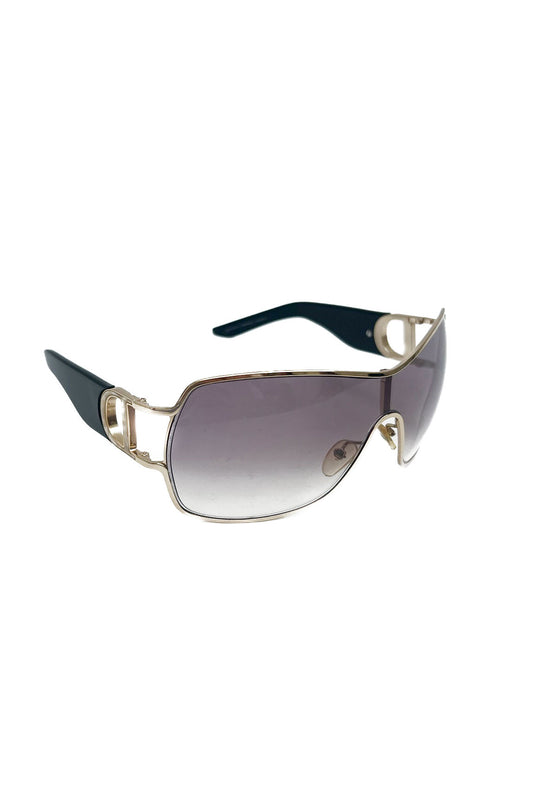 Vintage Silver Frame Pilot Mask Sunglasses -