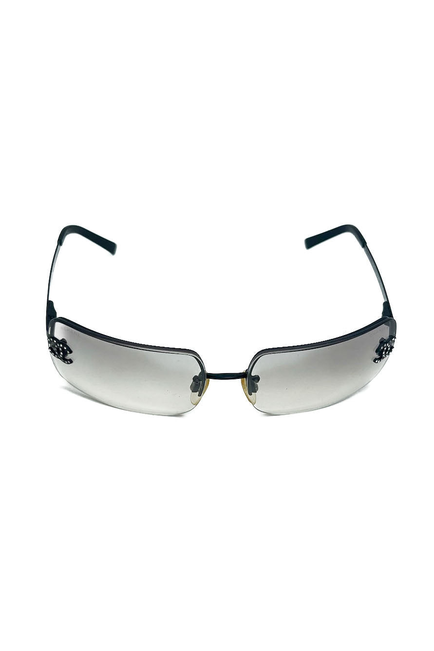 Vintage Black Smokey Diamanté Sunglasses -