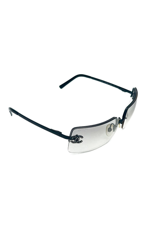 Vintage Black Smokey Diamanté Sunglasses -