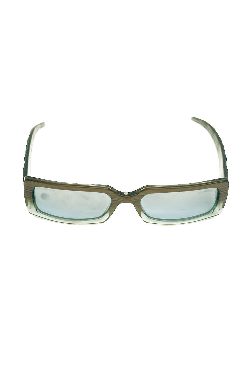 Vintage Degrade Green & Blue Rectangular Sunglasses