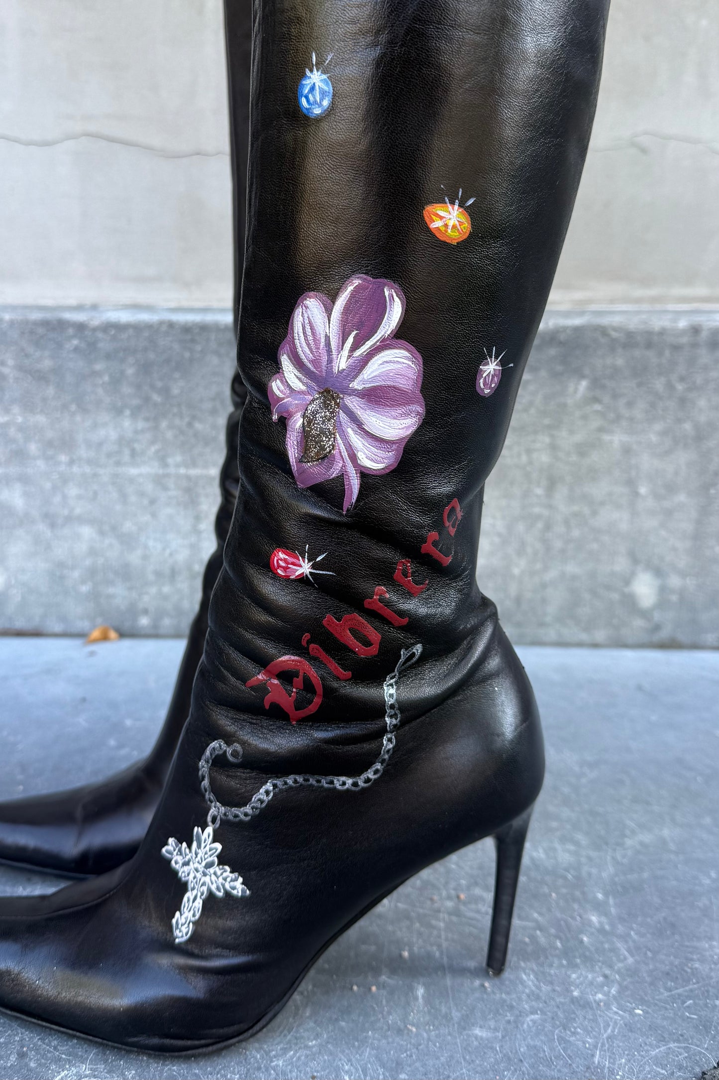 Vintage Black Handpainted Boots 39