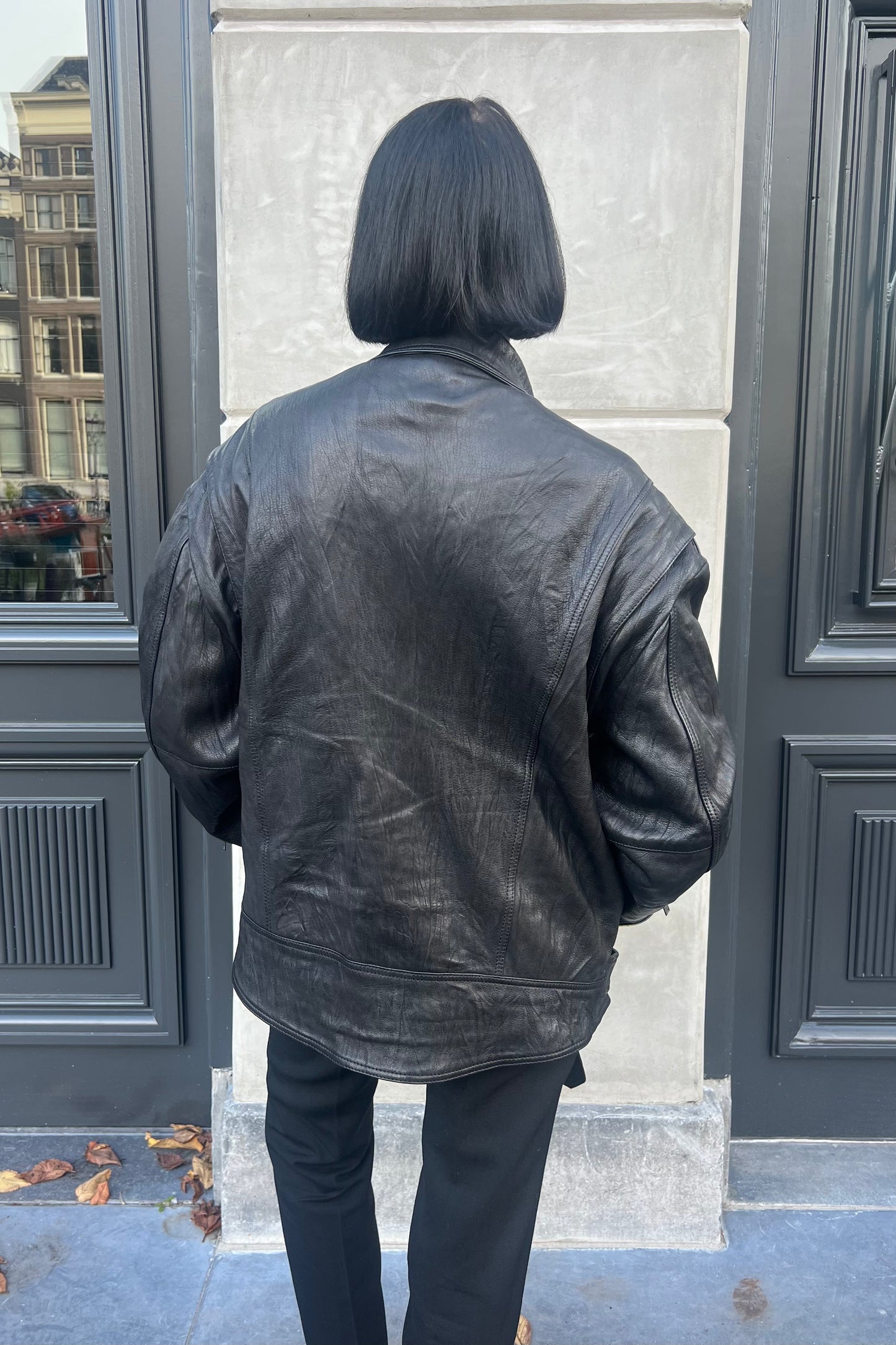 Vintage Black Leather Biker Jacket