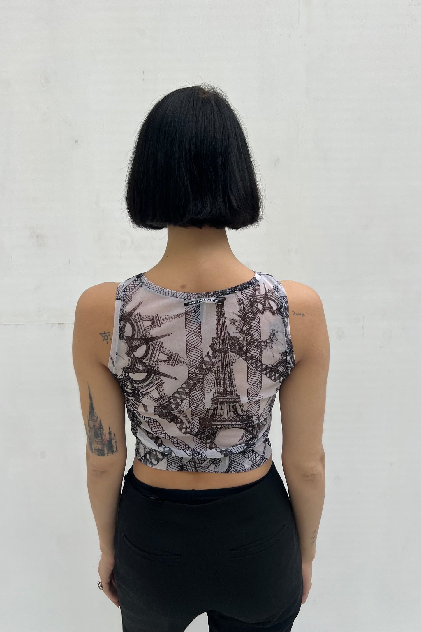 Vintage Eiffel Tower Mesh Top