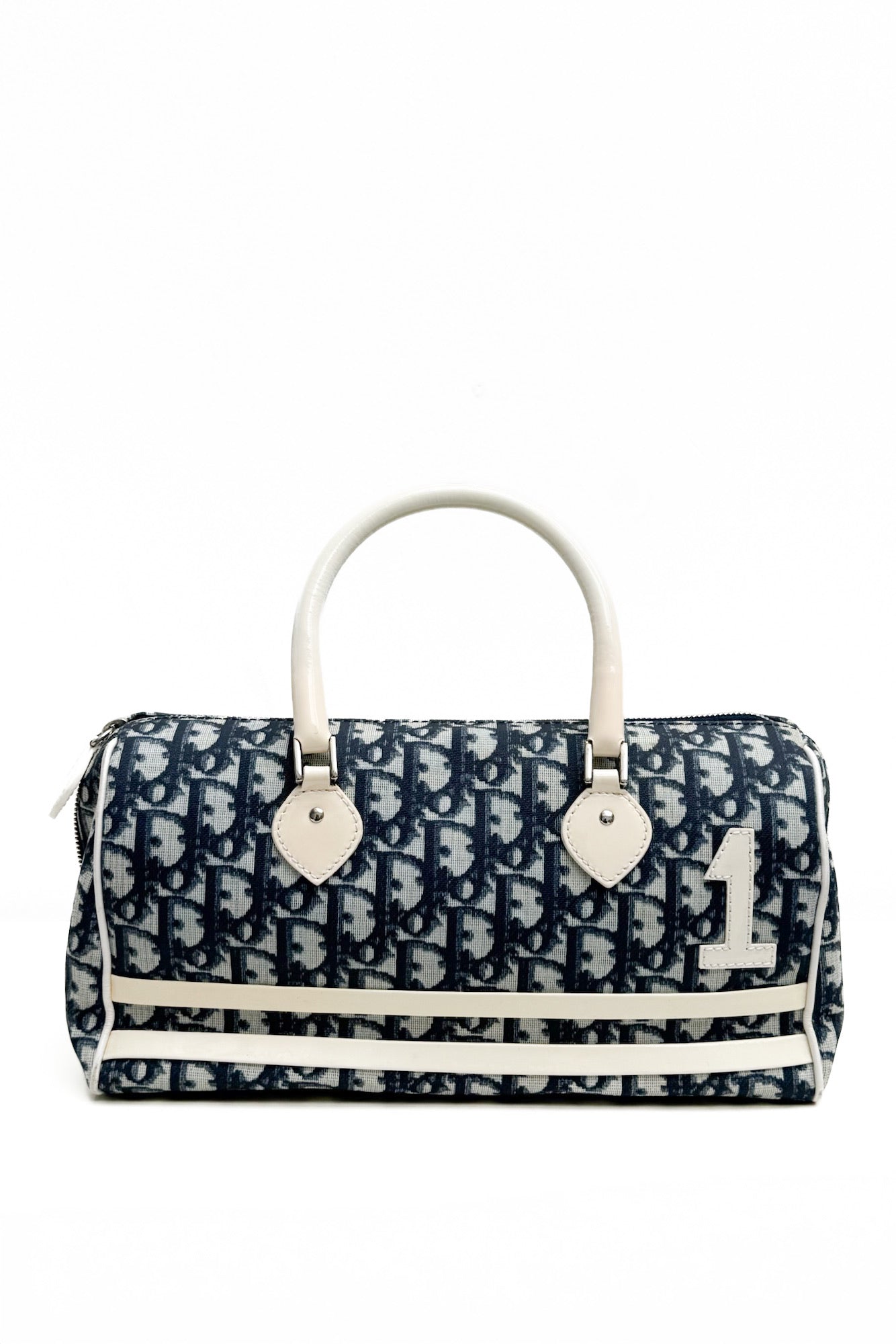 Vintage Navy Diorissimo Coated Boston Bag