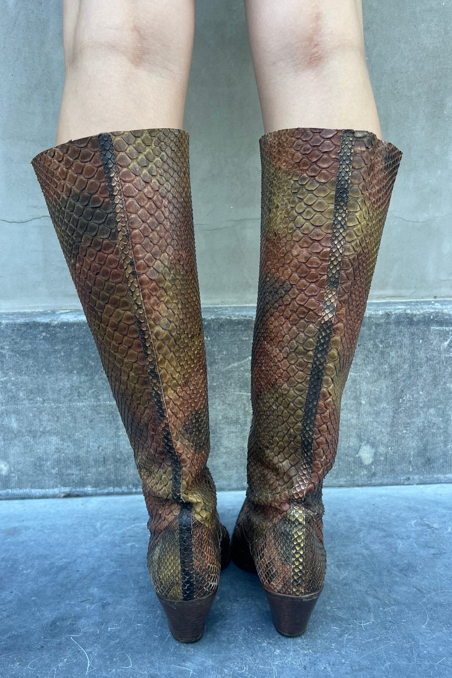 Vintage Snake Leather High Boots 37