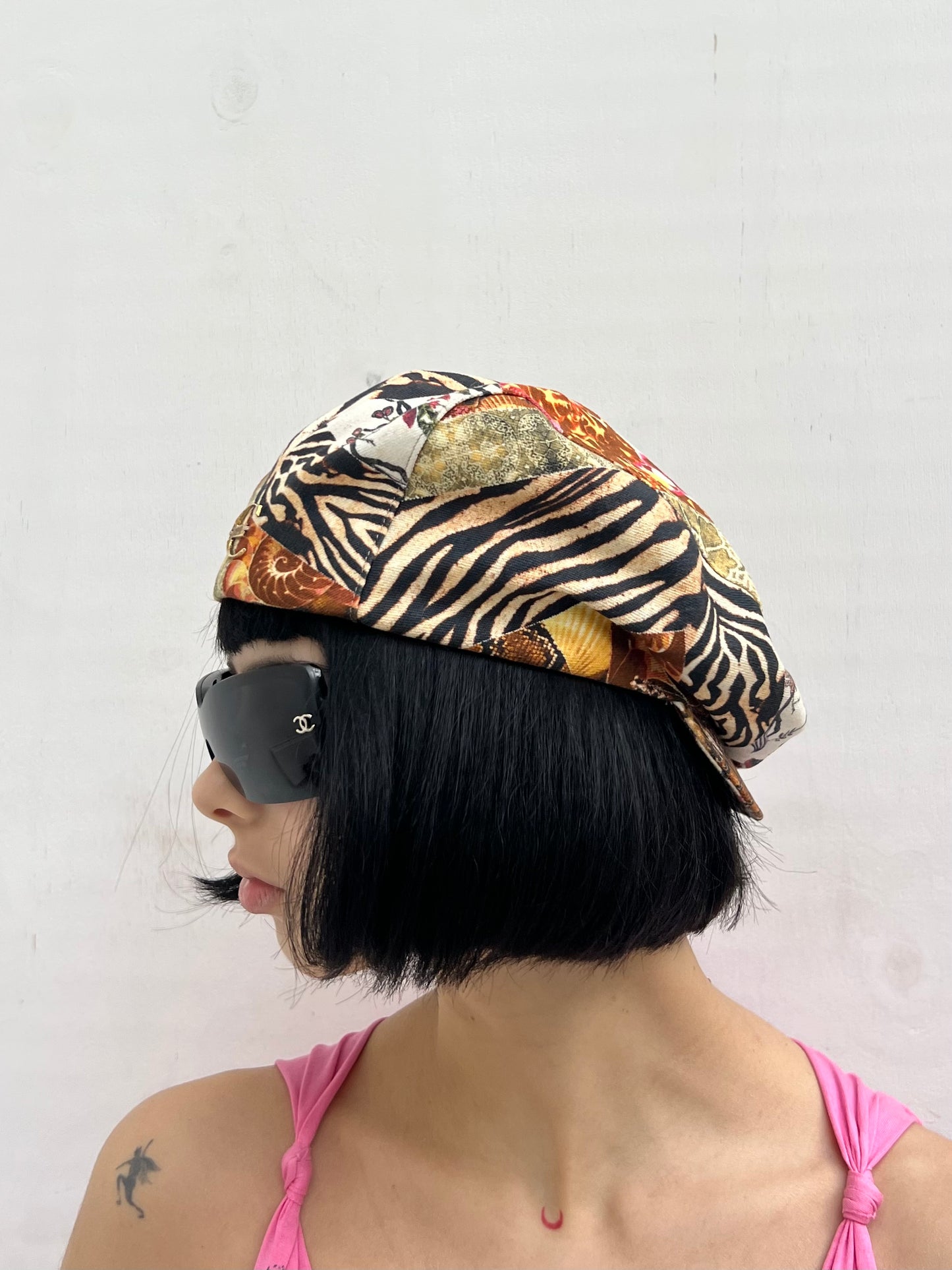 Vintage Patchwork Printed Flap Cap