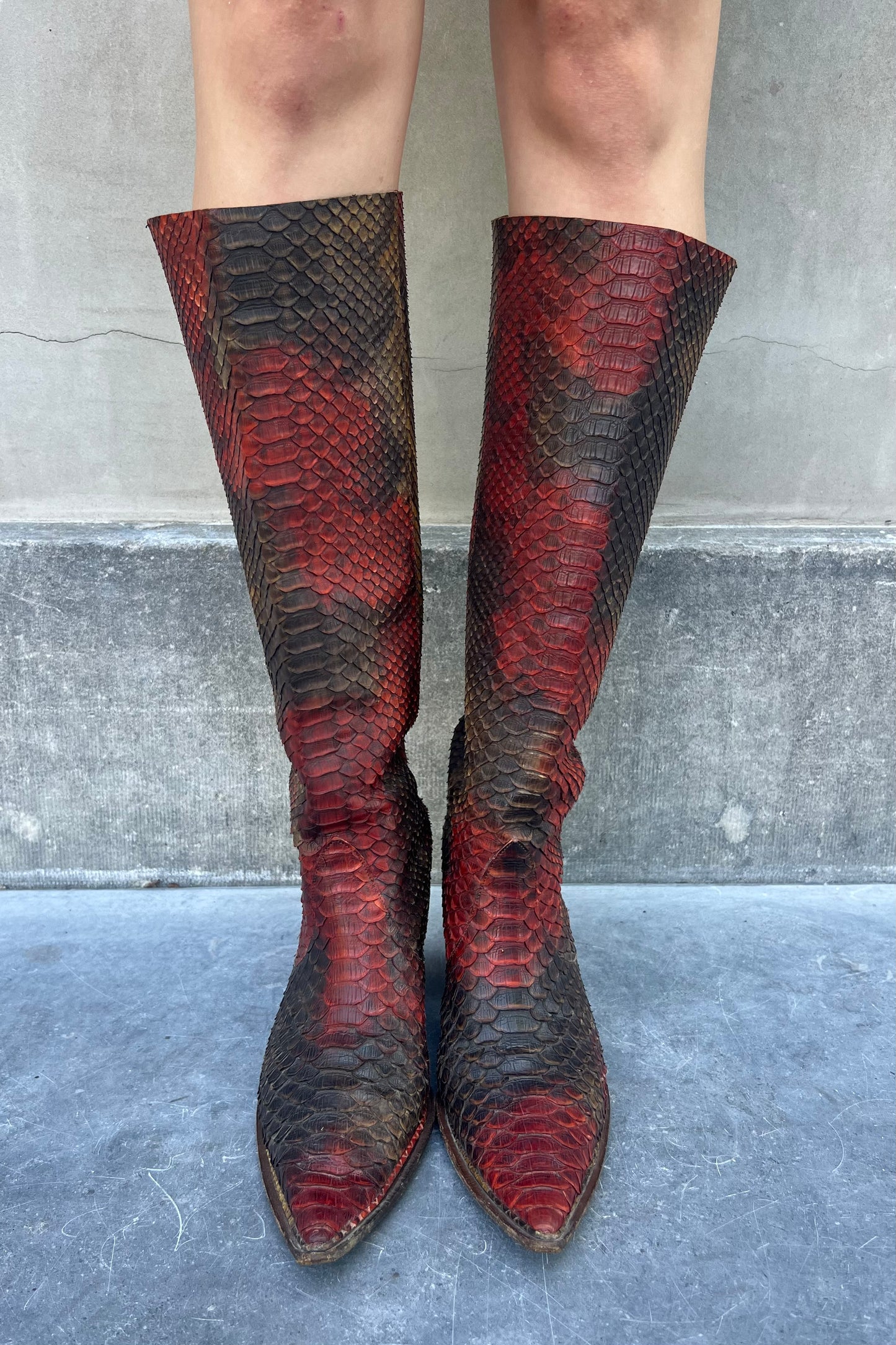 Vintage Snake Leather High Boots 37