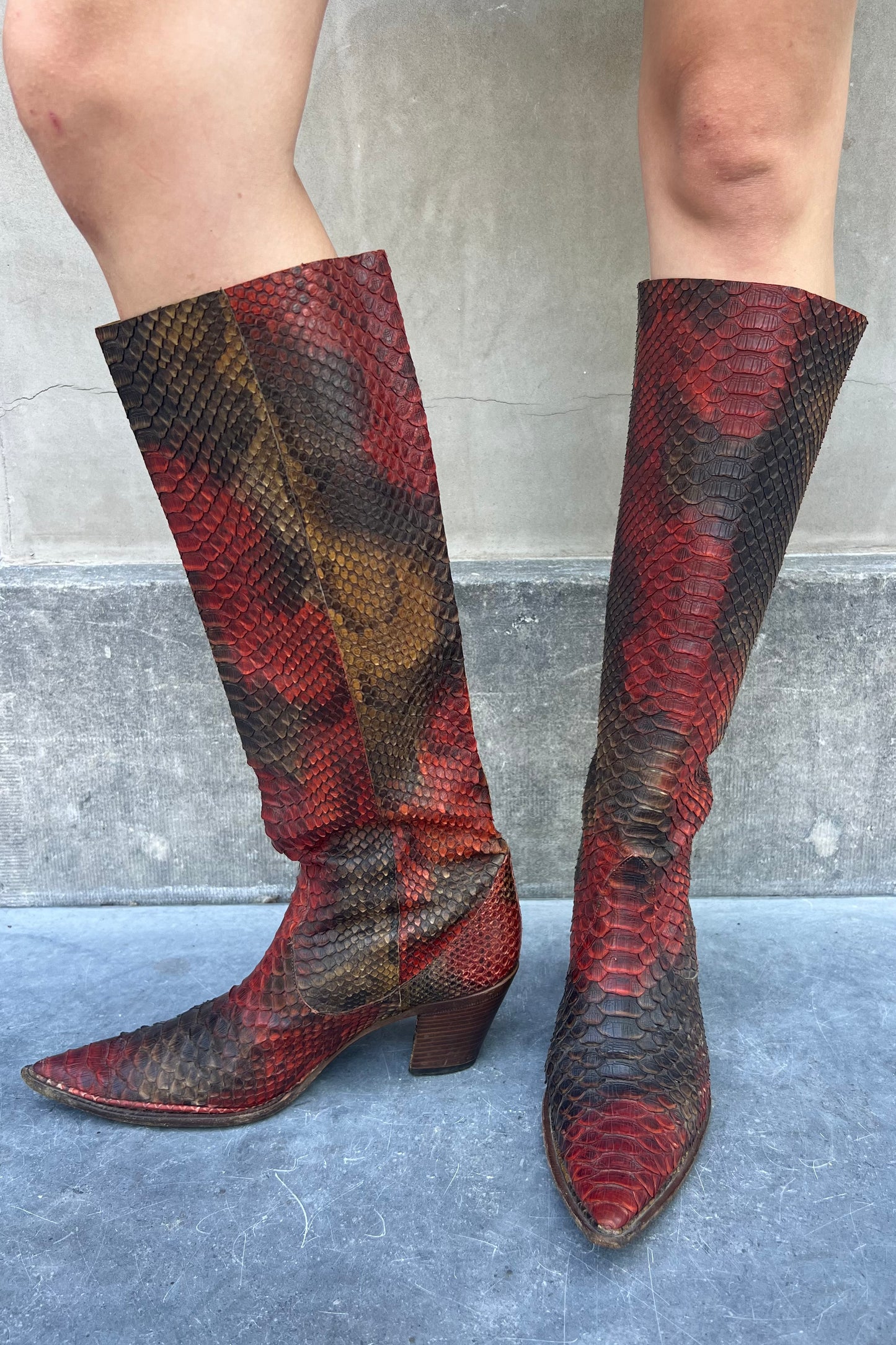 Vintage Snake Leather High Boots 37