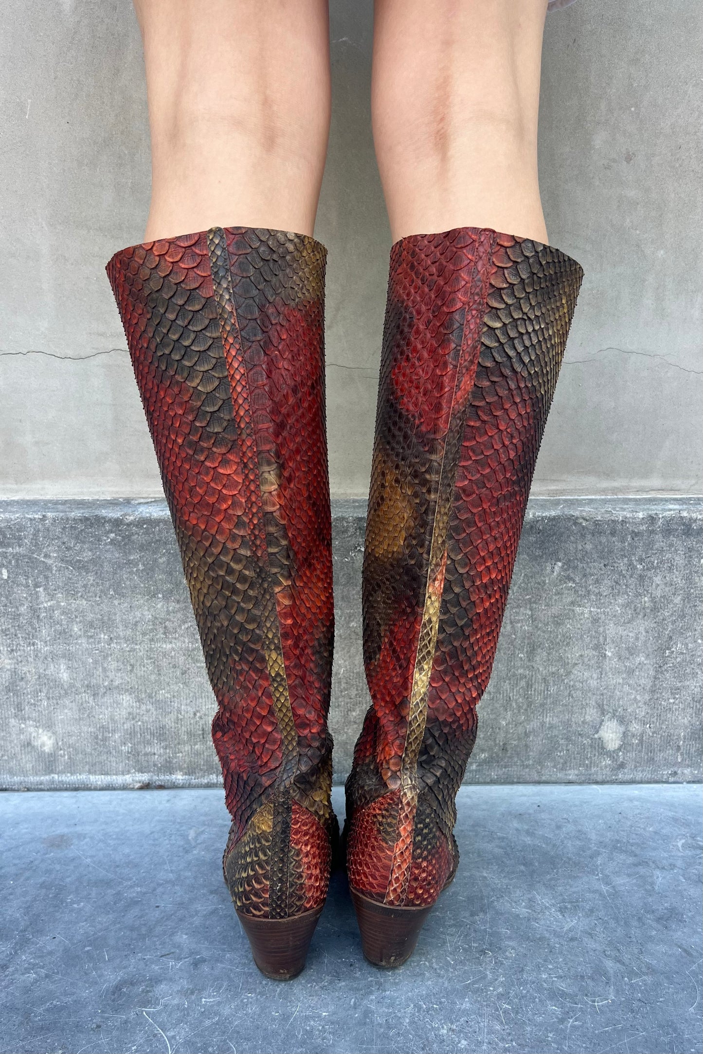 Vintage Snake Leather High Boots 37