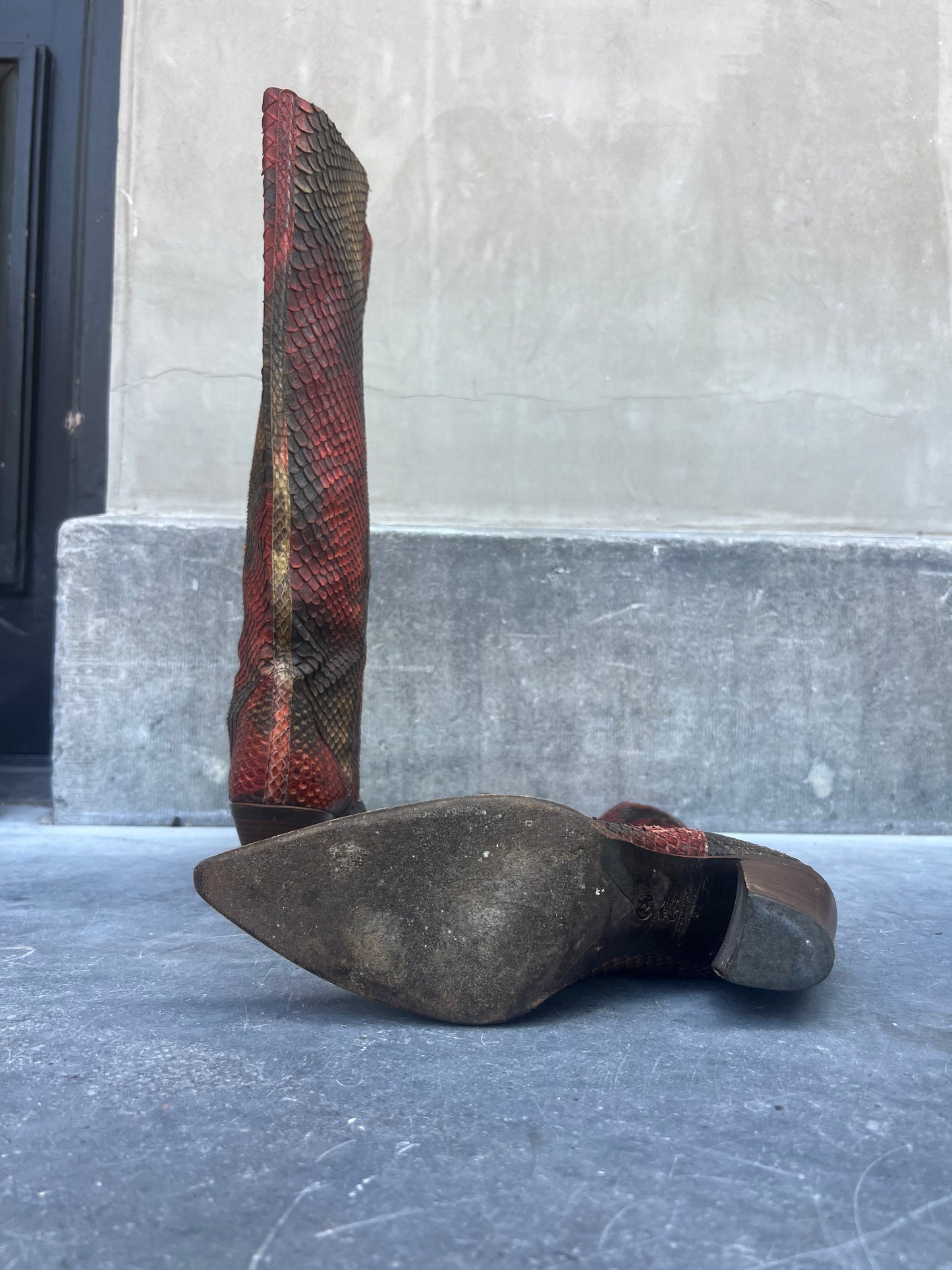 Vintage Snake Leather High Boots 37