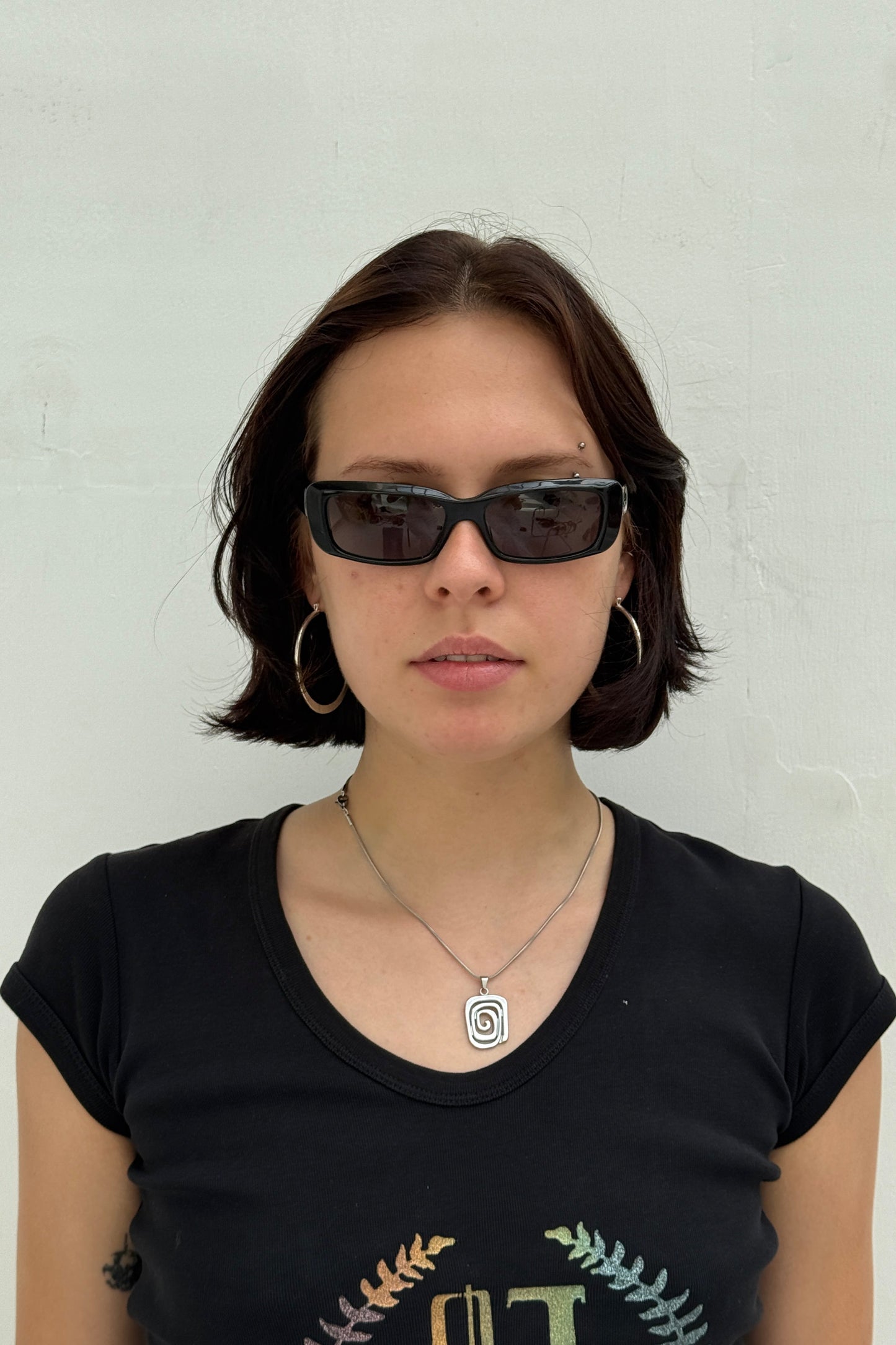 Vintage Black Classic Silver Interlocking Logo Sunglasses