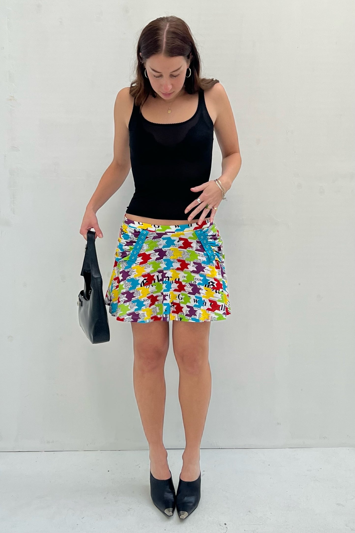Newspaper Multicolour Mini Skirt