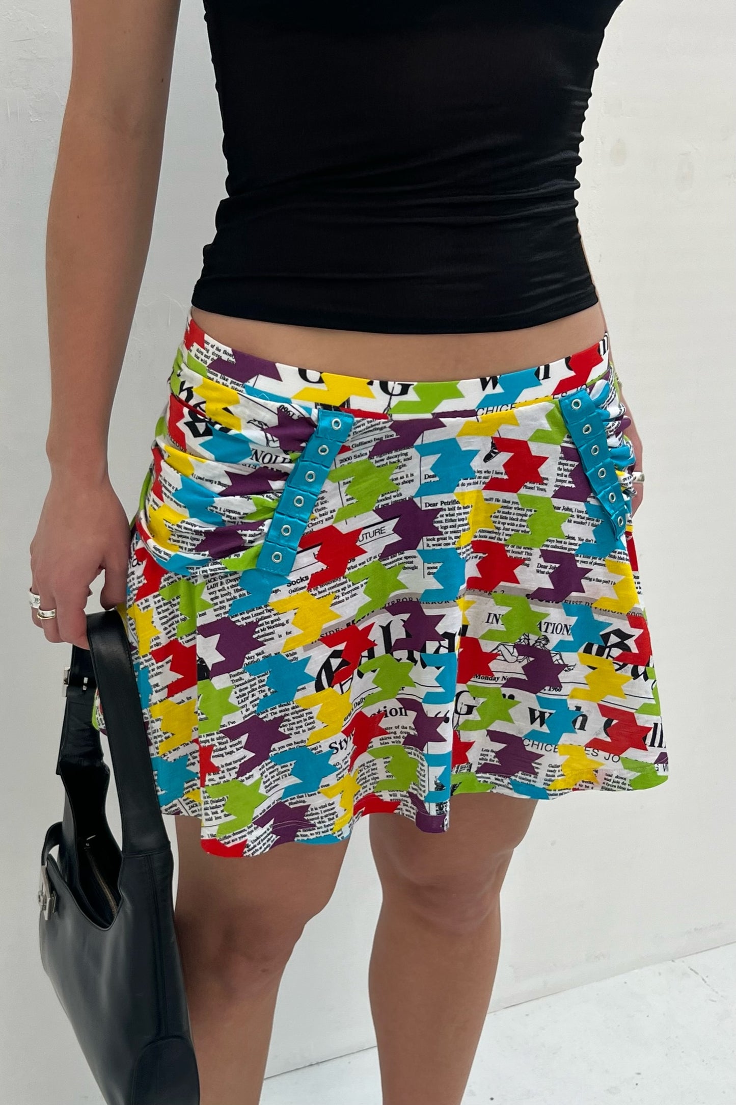Newspaper Multicolour Mini Skirt
