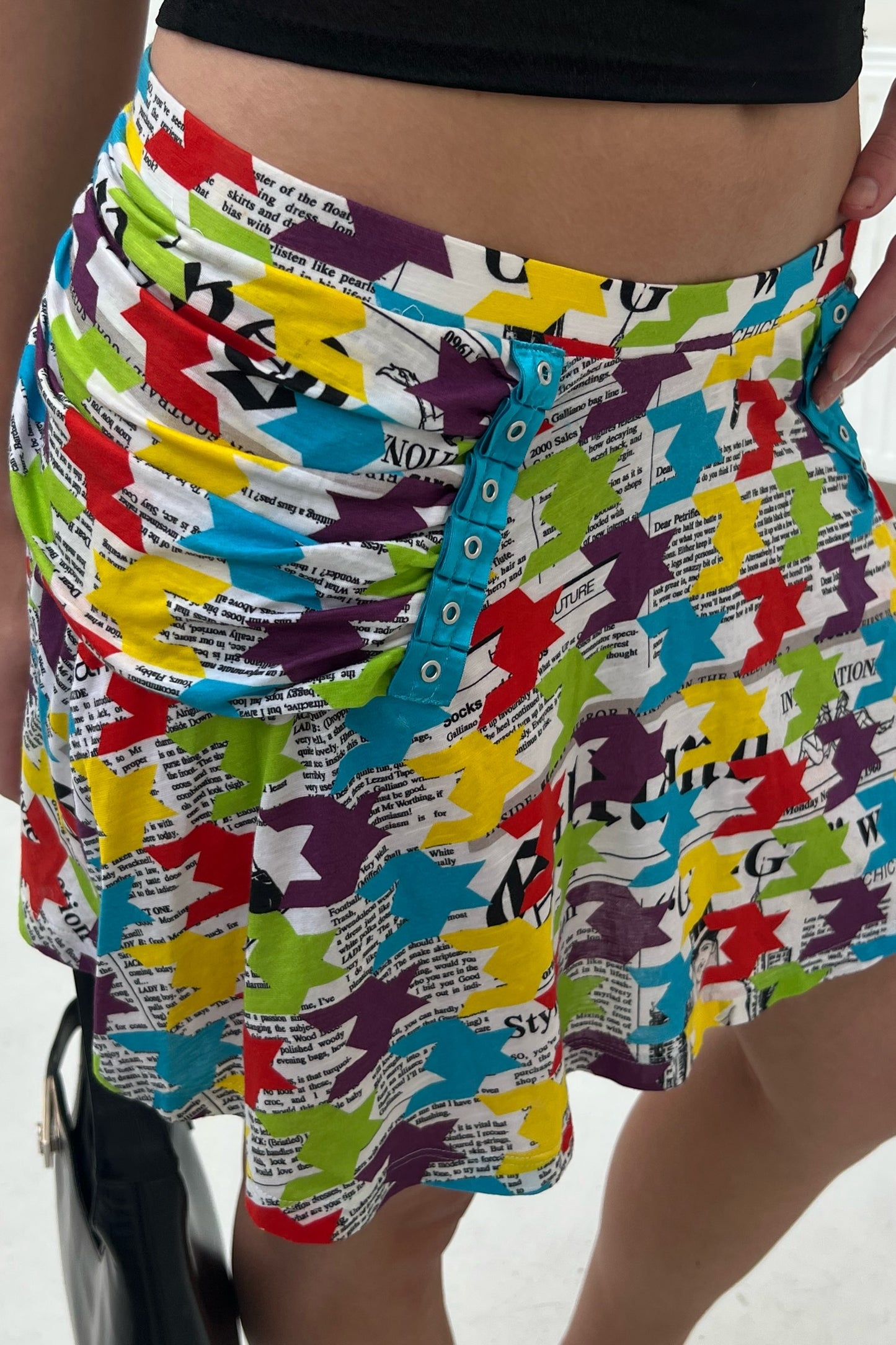 Newspaper Multicolour Mini Skirt