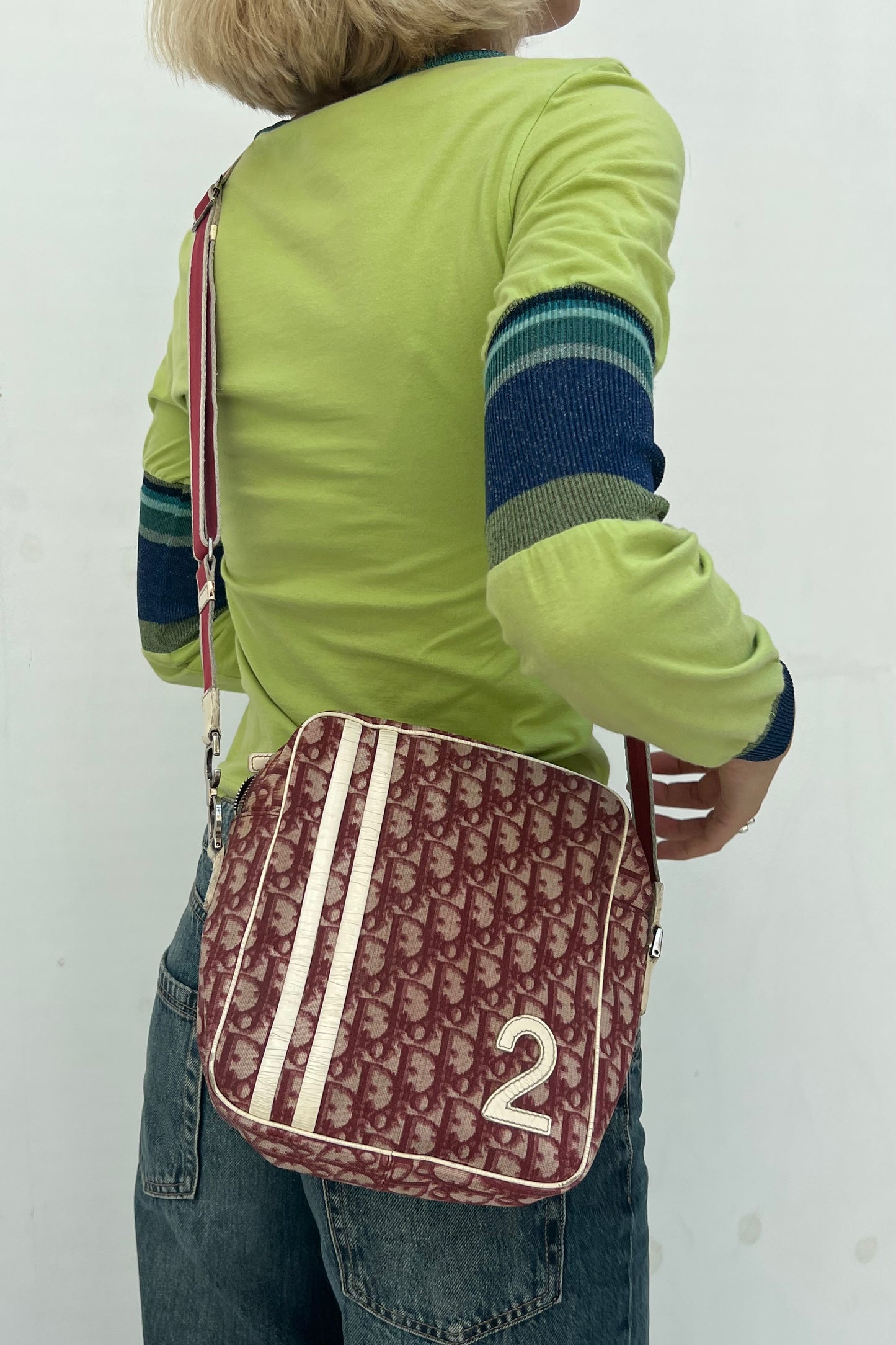 Vintage Red Coated Oblique Monogram Cross Body Bag