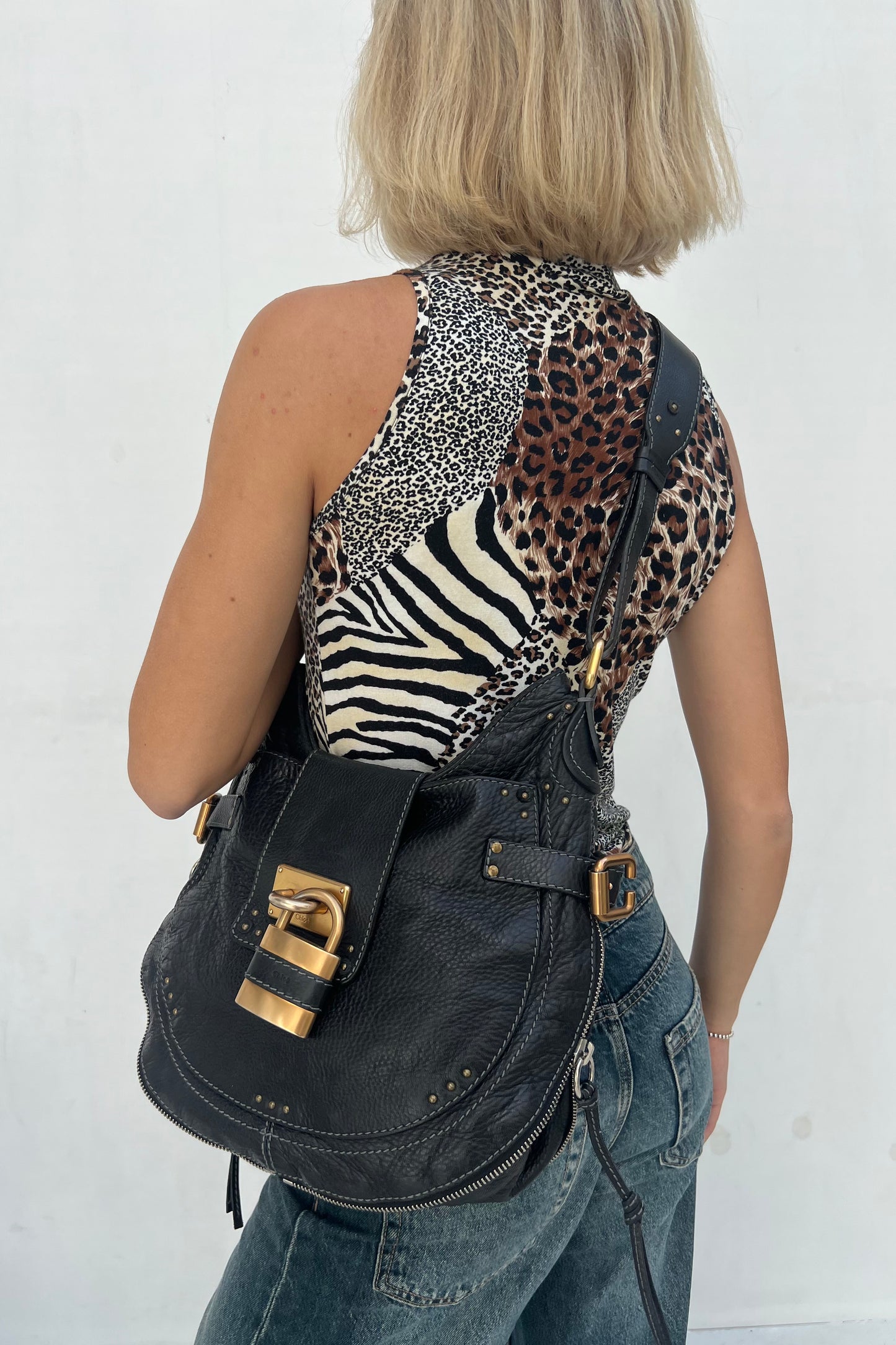 Vintage Animal Patchwork Turtle Neck Top