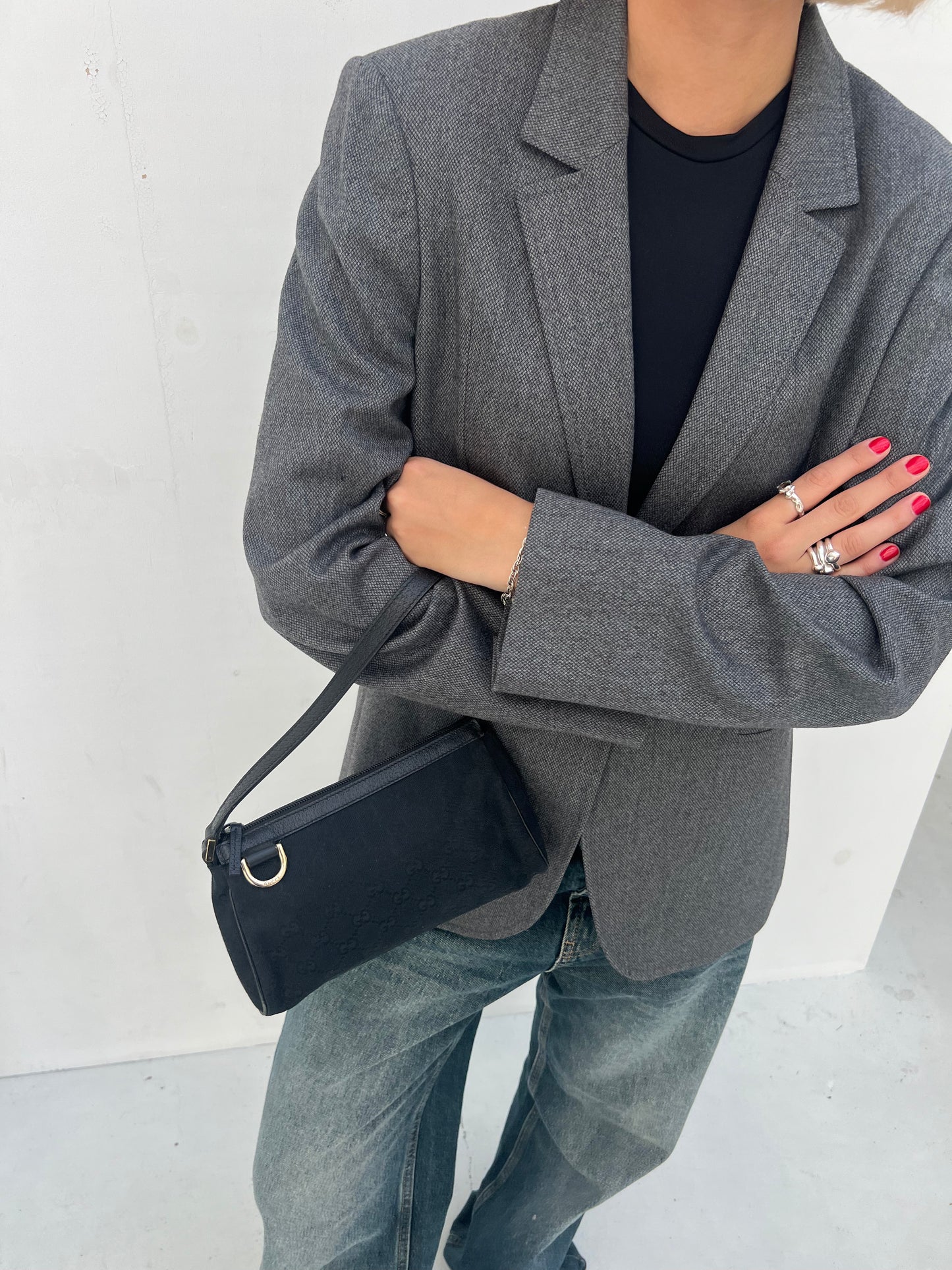Vintage Black Monogram D-Ring Pochette